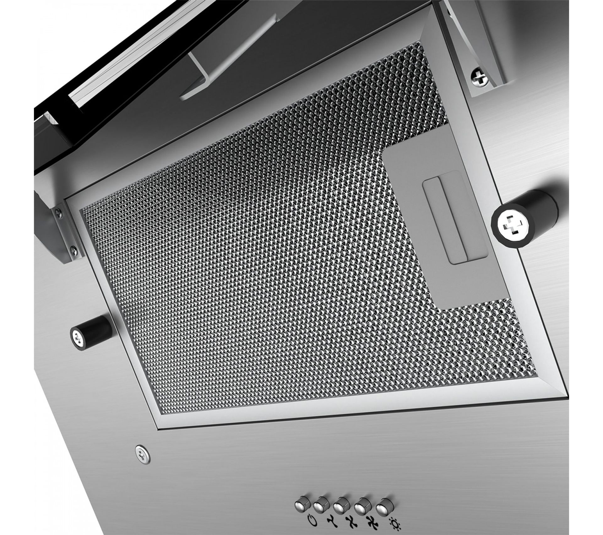 Respekta Hotte Aspirante Inclinée 60 Cm - Inox Blanc Avec écran Verre, Extraction & Recyclage D'air, Classe A, Ultra Silencieuse (43-63 DB)