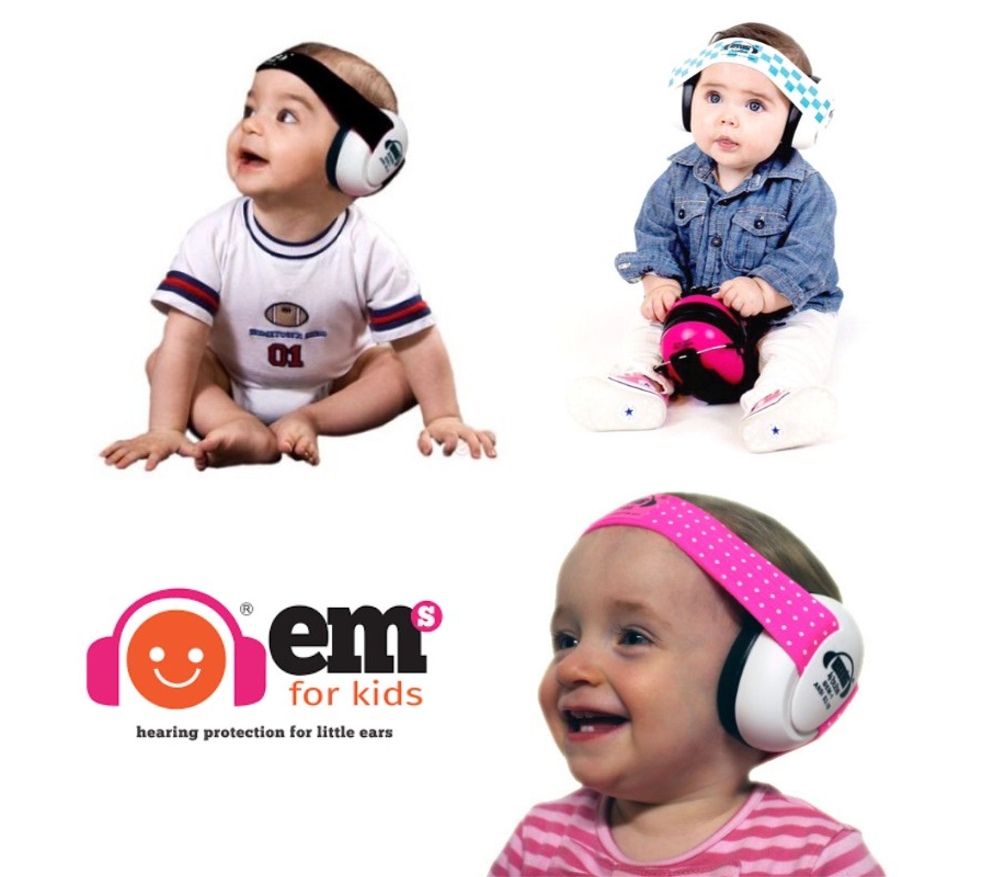 Casque Antibruit Pour Bebe Ems 4 Kids Coque Blanche Bandeau Jaune A Fleurs Casque Anti Bruit But