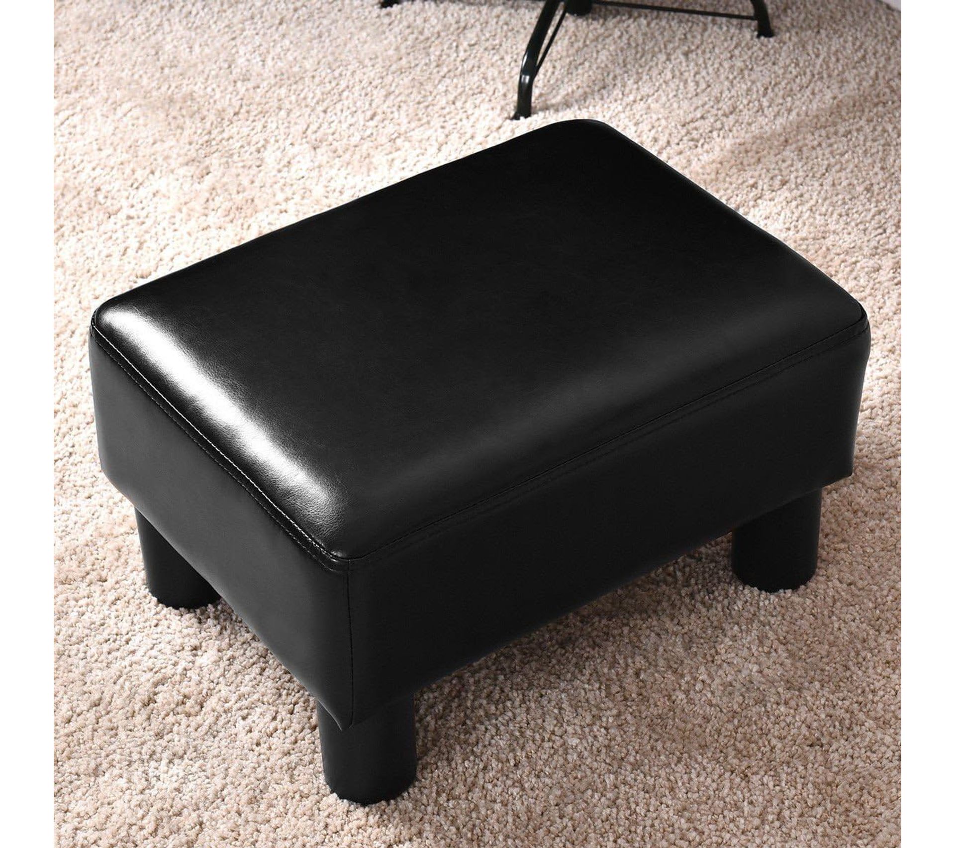 Pouf Cube Rebecca Mobili 30x30x30cm - Tabouret Rangement Simili Cuir Noir