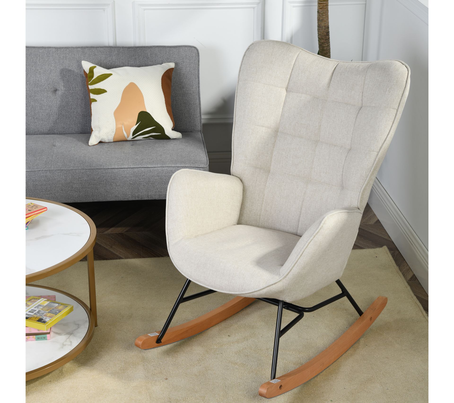 Fauteuil Bascule Rocking Chair Scandinave En Tissu Avec Pieds En E Fauteuil Bascule Rocking Chair Scandinave En Tissu Avec Pieds En E