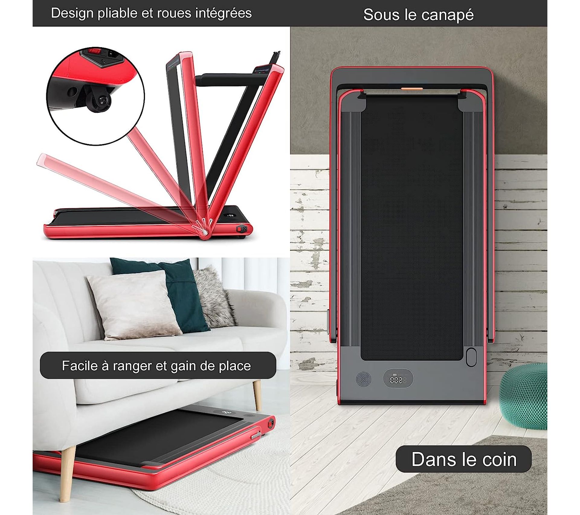 Tapis De Course Inclinable Tapis Course Electrique Portable 1-6 Km/h - Fitness Maison Bureau 120kg Charge Tapis Pliable Moteur 1CV