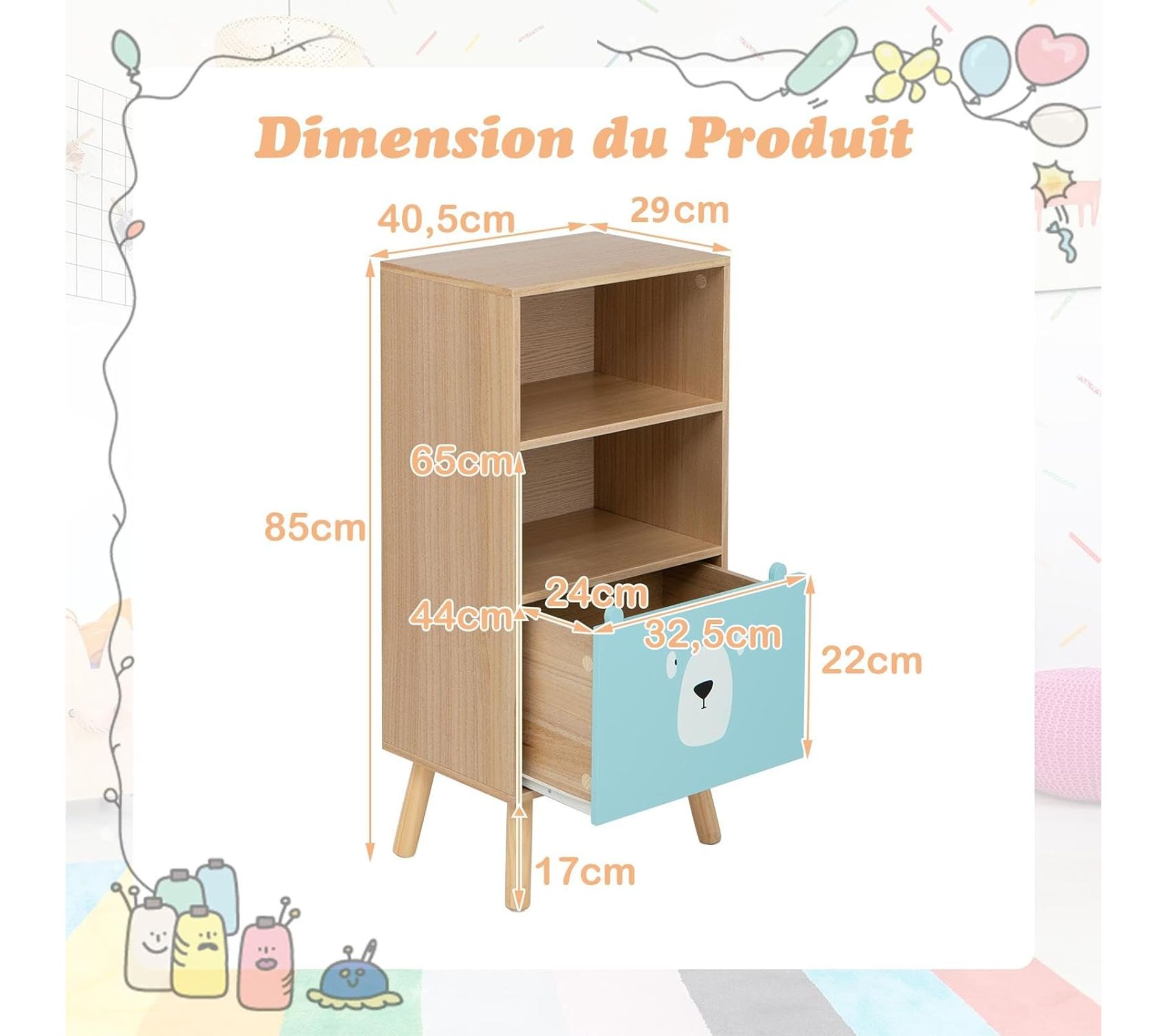 Étagère à Livres Enfant En Forme De Chat - Support Bureau 40 Cm - Blanc - Rangement Livres/Jouets - Montage Facile, Sécurité Bords Ronds
