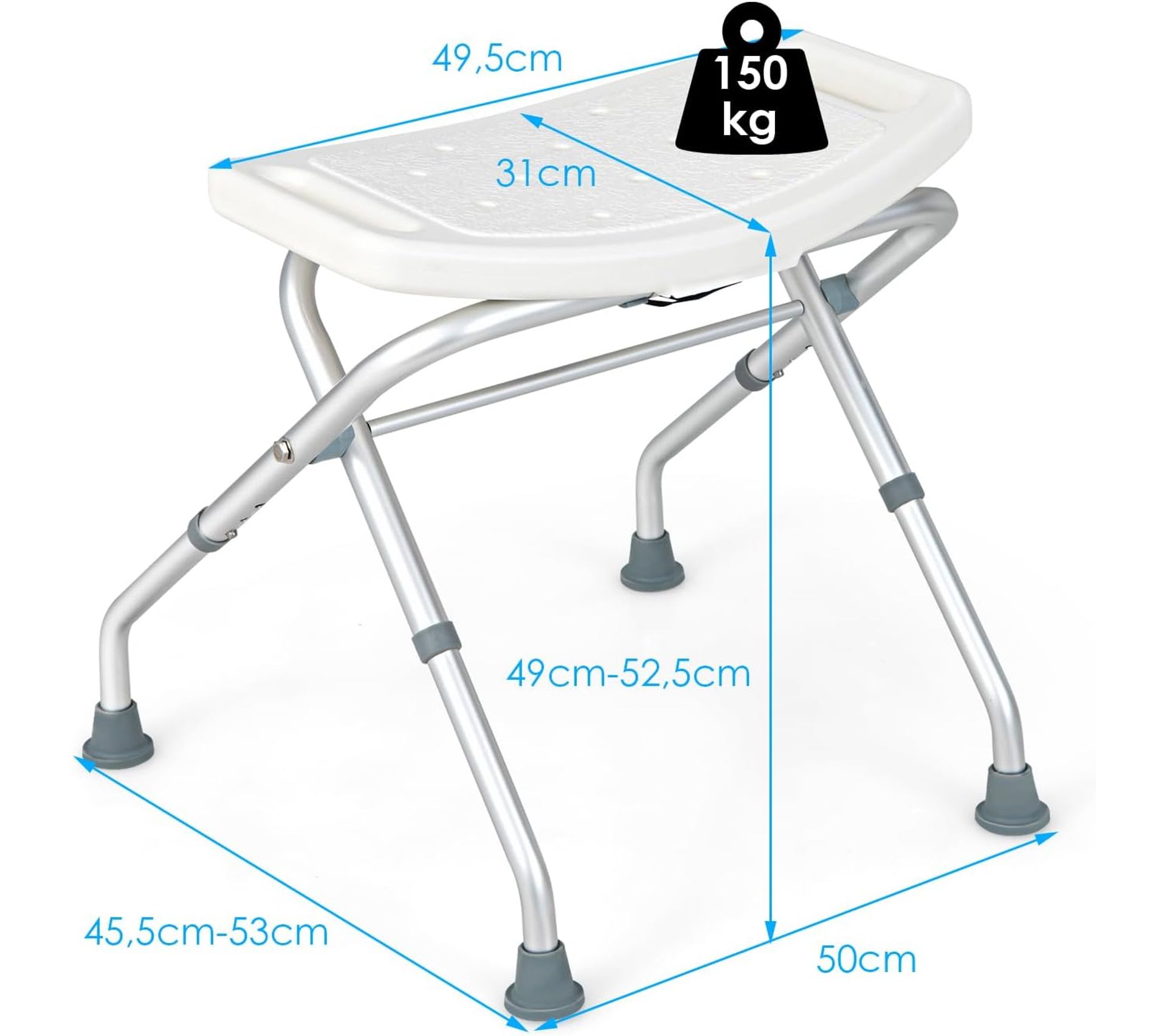 Siège De Douche Pivotant Réglable En Hauteur (42-54 Cm) - Avec Plateau - Capacité 136 Kg - Pour Seniors Ou Convalescents
