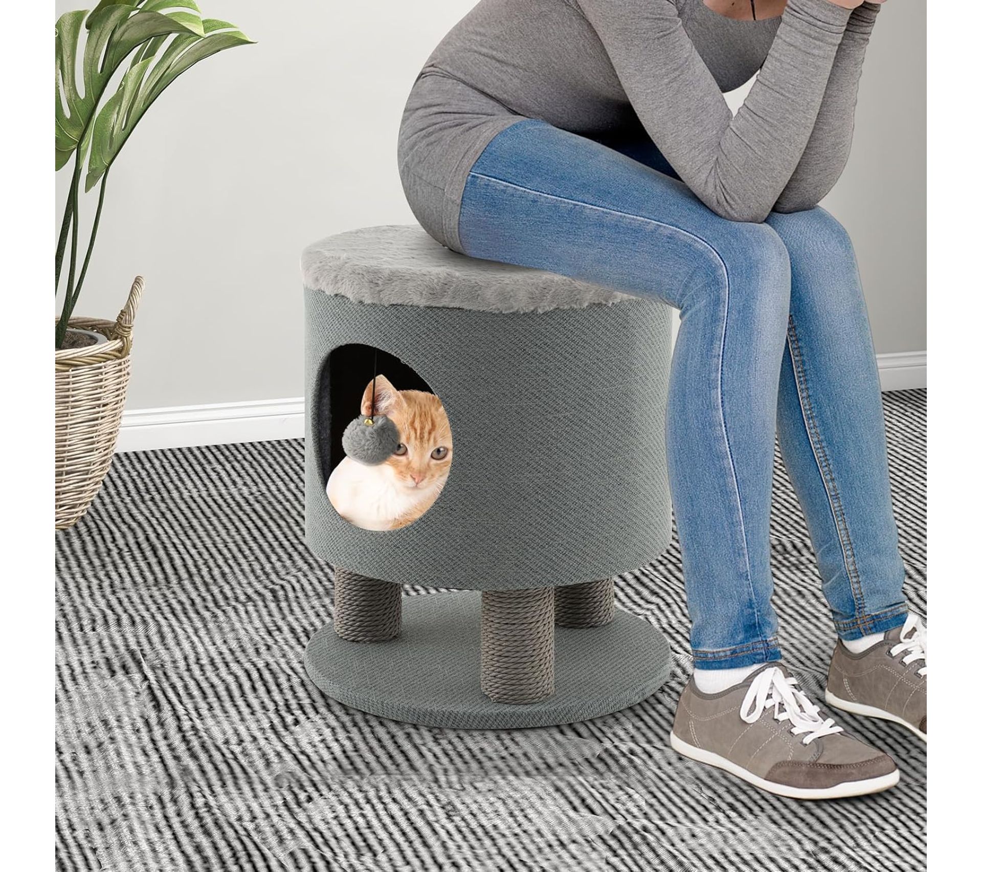 Lit Pour Chat Forme Grenouille - Peluche Douce - Fond Antidérapant - Taille S 40x40 Cm - Pour Intérieur, Hiver