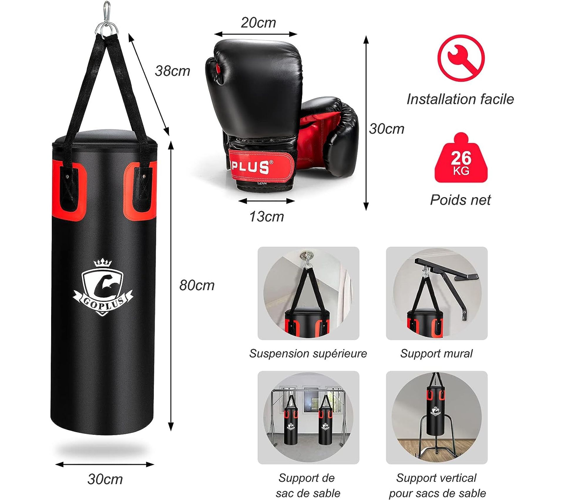 Sac De Boxe De Bureau, Sac De Boxe Robuste Anti-Stress 17 Cm