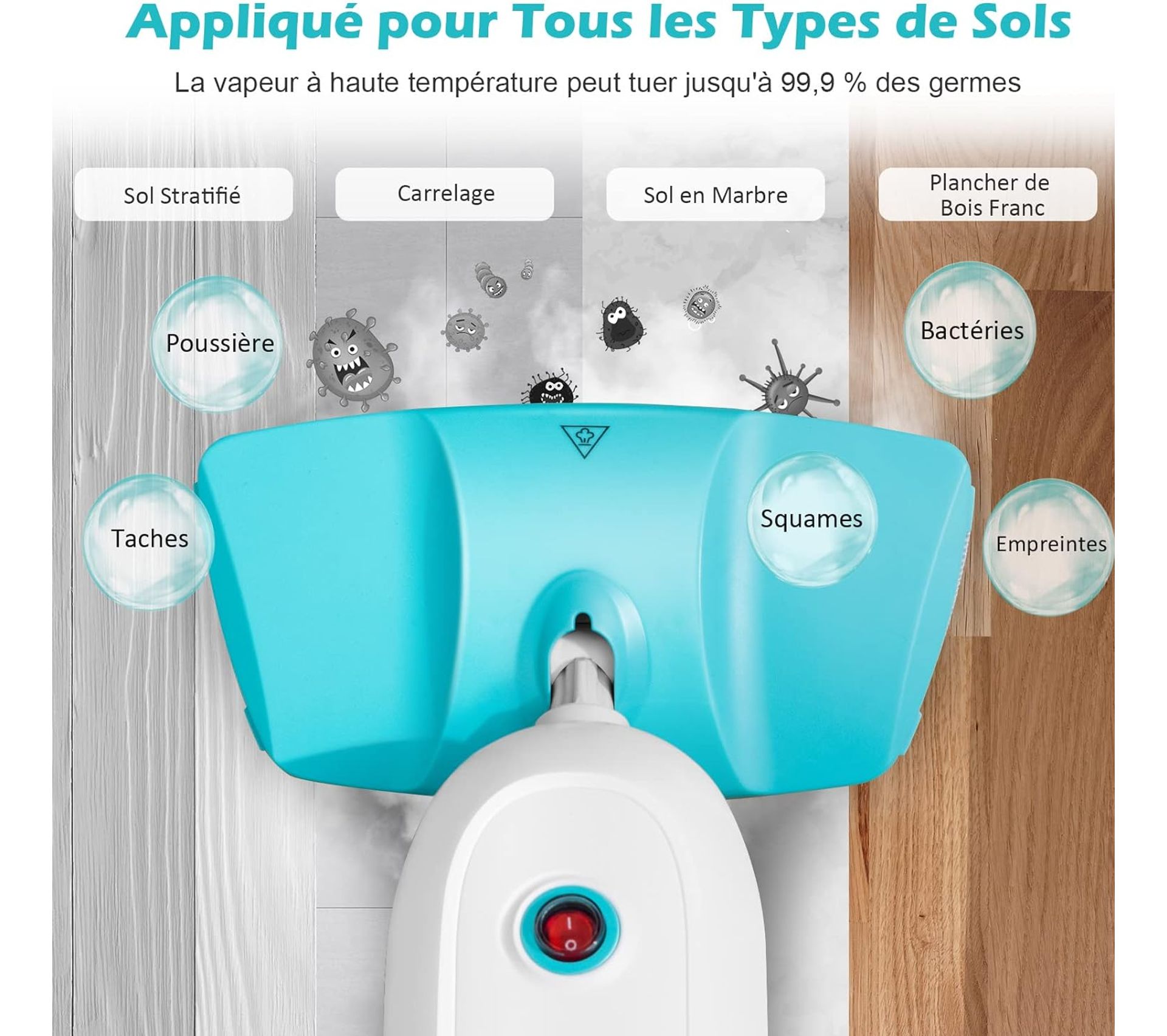 Balai pulvérisateur avec réservoir, nettoyeur vapeur, séparateur de