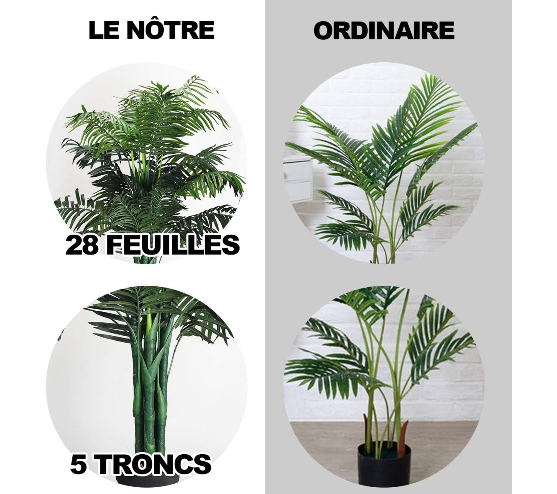 Grand Palmier Aréca Artificiel 110cm – Plante Fausse Déco D'Intérieur