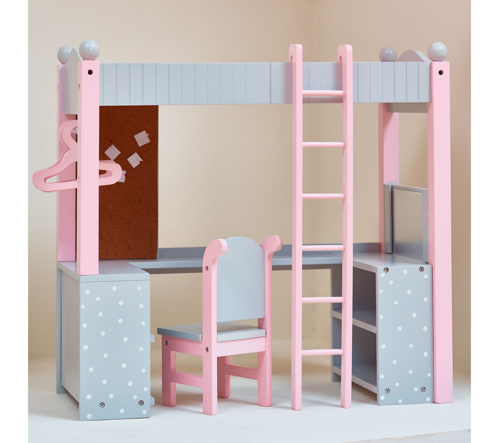 Howa Poupées Lit Superposé "Stars" Bois Avec Literie Blanc Rose 2440