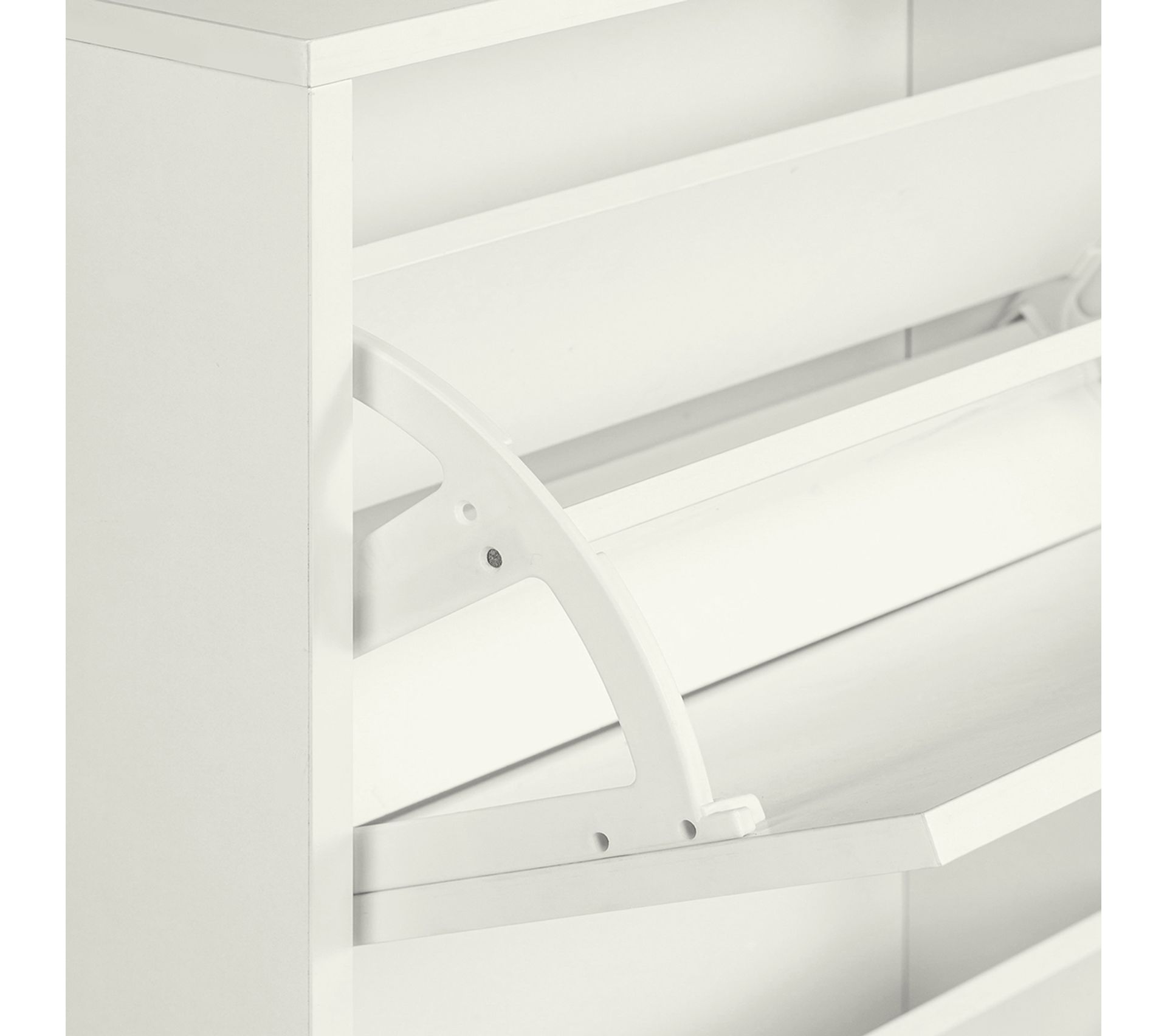 Meuble À Chaussures Blanc 3 Portes Tiroirs Abattants Rangement Entrée