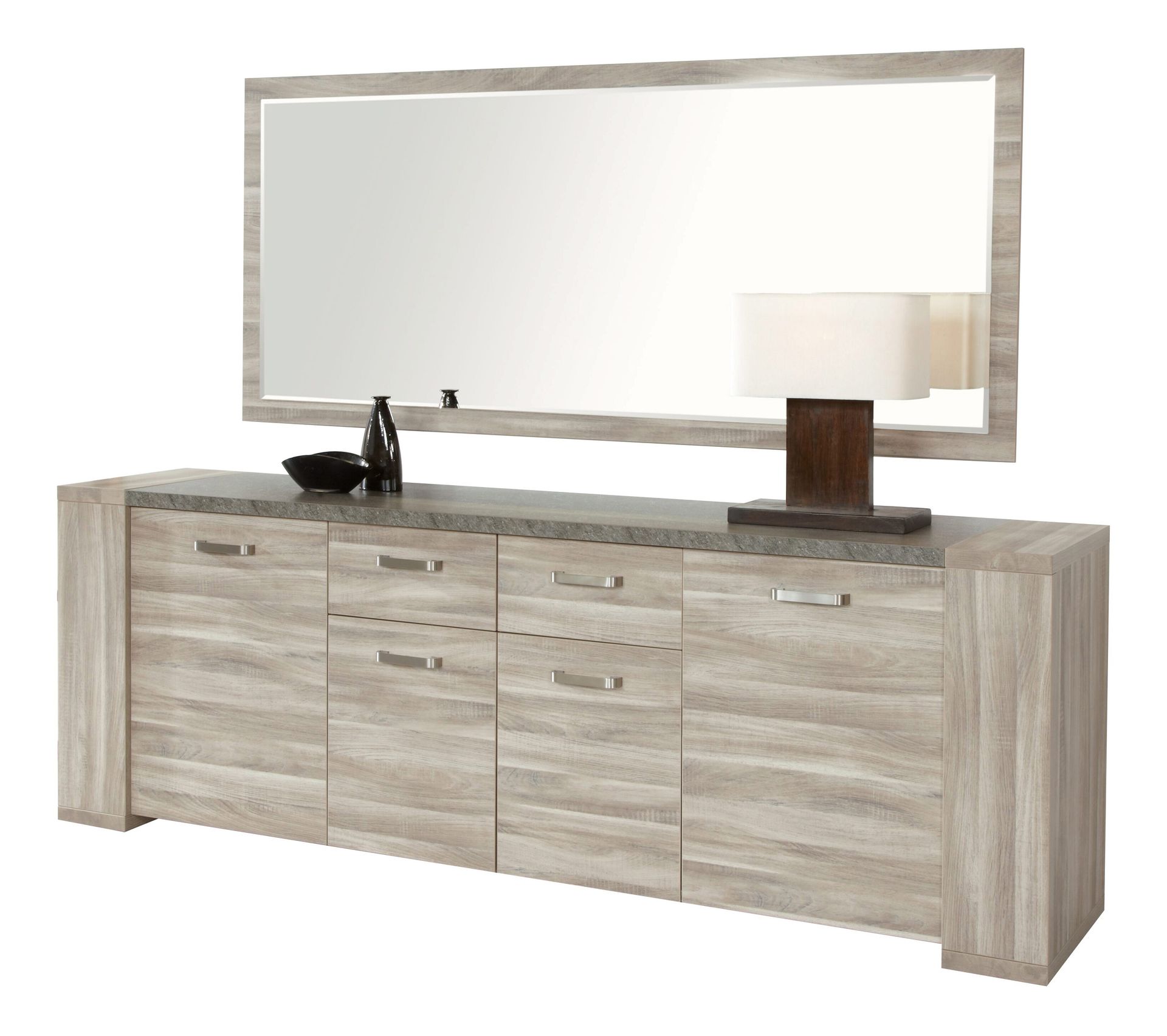 Buffet 4 portes STONE Chêne gris Buffet BUT