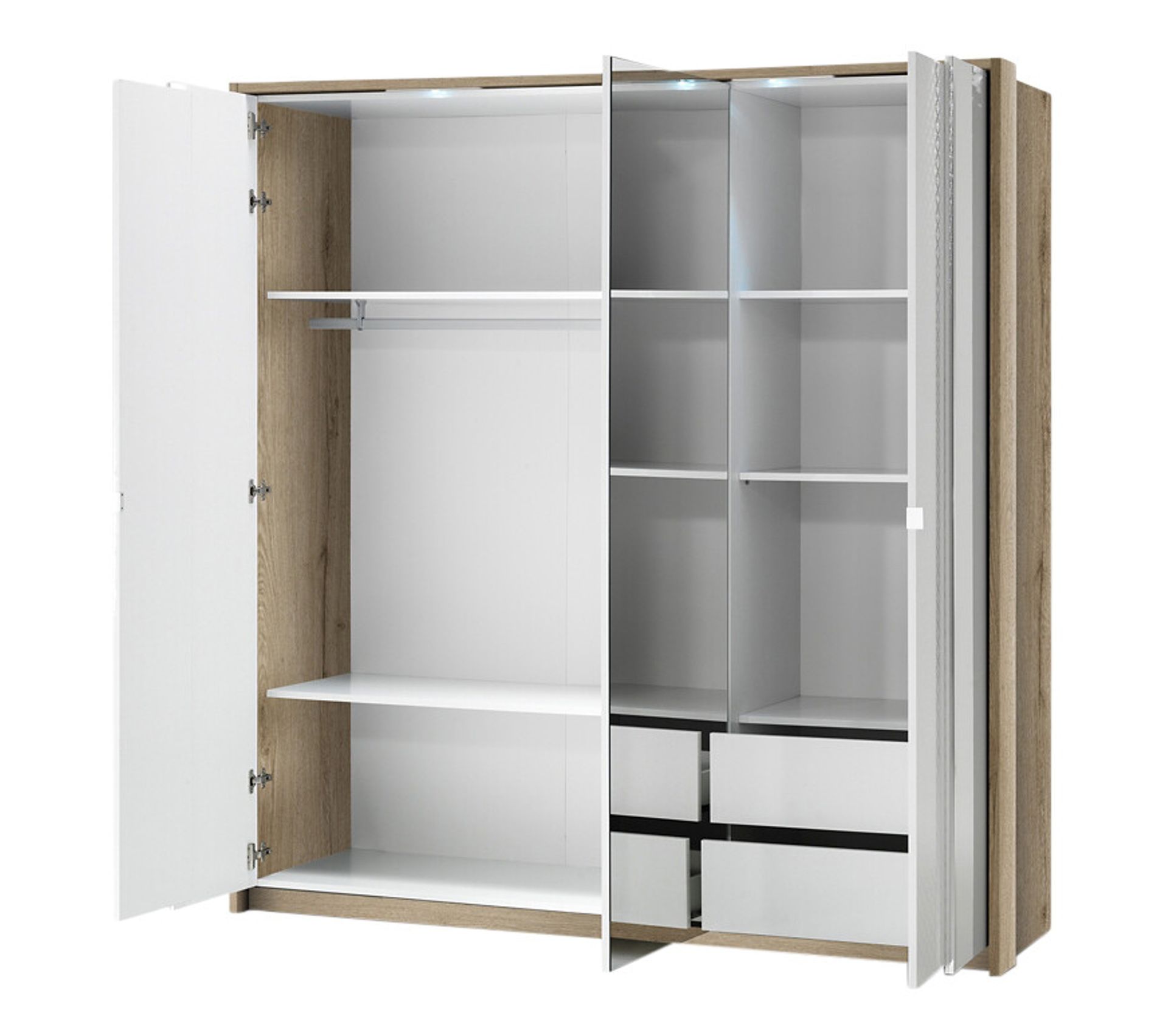 Armoire 3 portes L.200 cm URBINO imitation chêne/blanc Armoire BUT