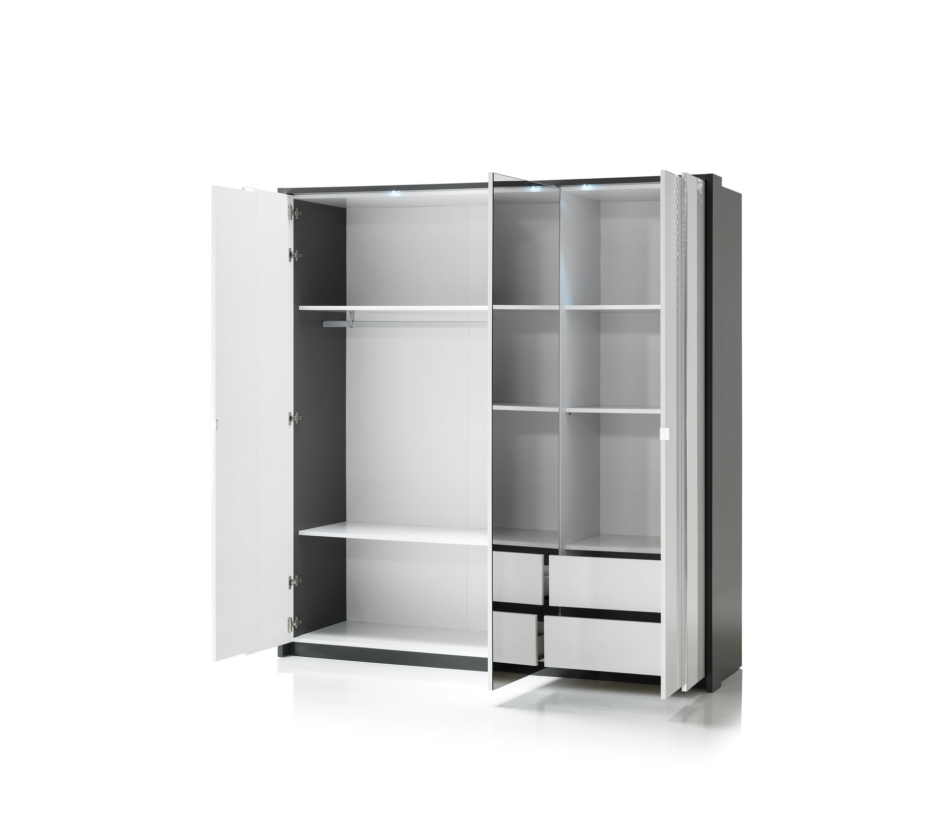 Armoire 3 portes L.200 cm URBINO gris/blanc Armoire BUT