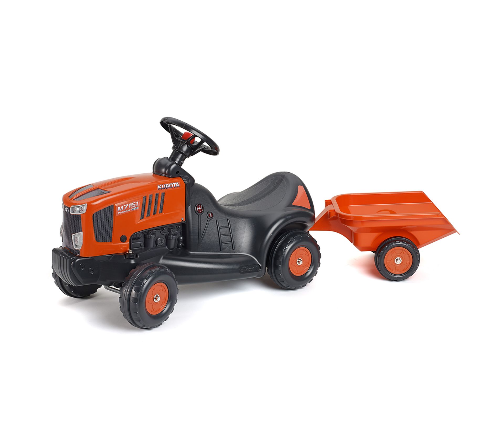 Porteur Falk Tracteur Kubota Avec Remorque Orange Porteur Bebe Chariot Bebe But