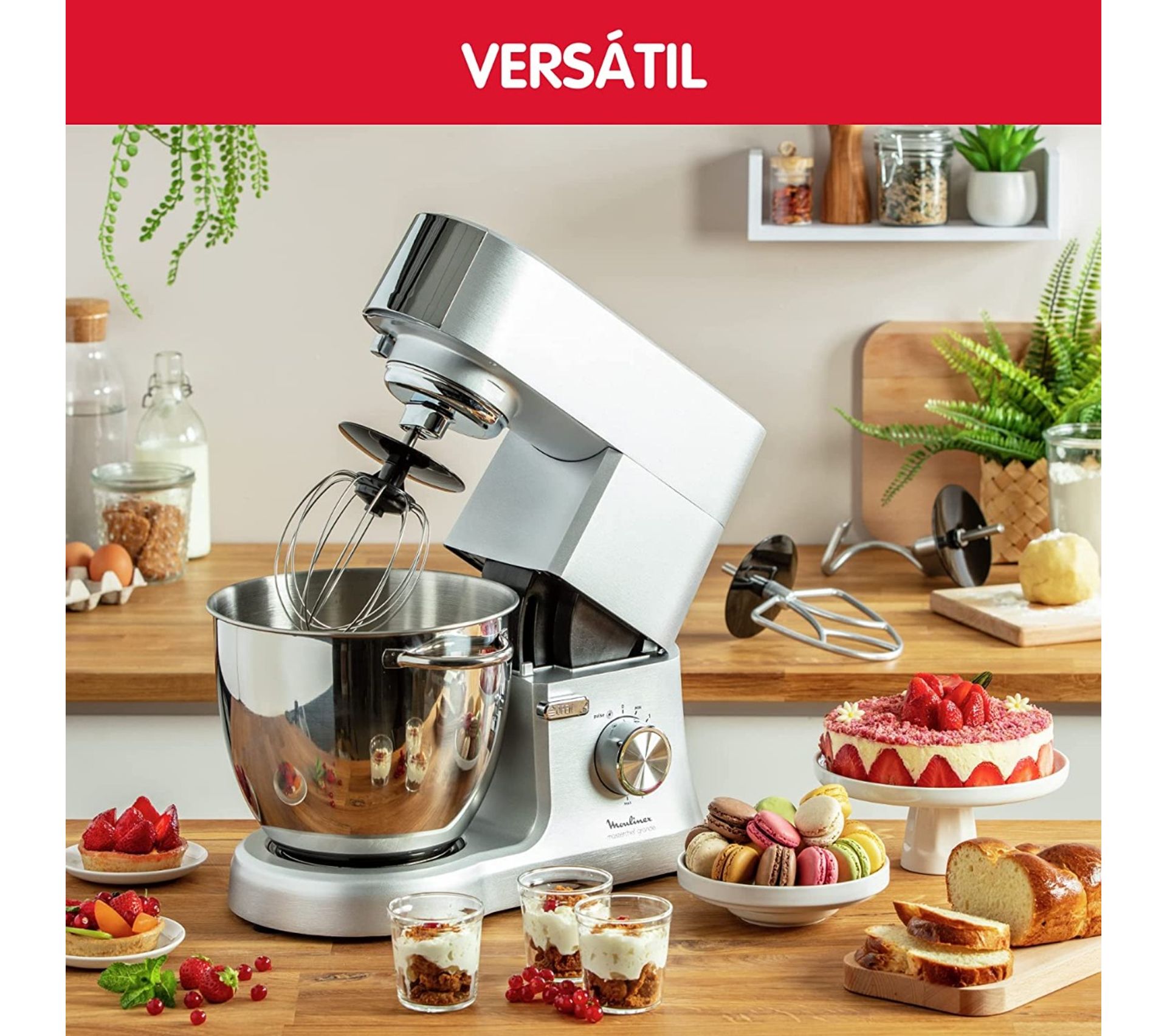Robot Pâtissier BETRY 1500W 7.5L - Batteur Sur Socle Avec Fouet, Crochet, 6 Vitesses