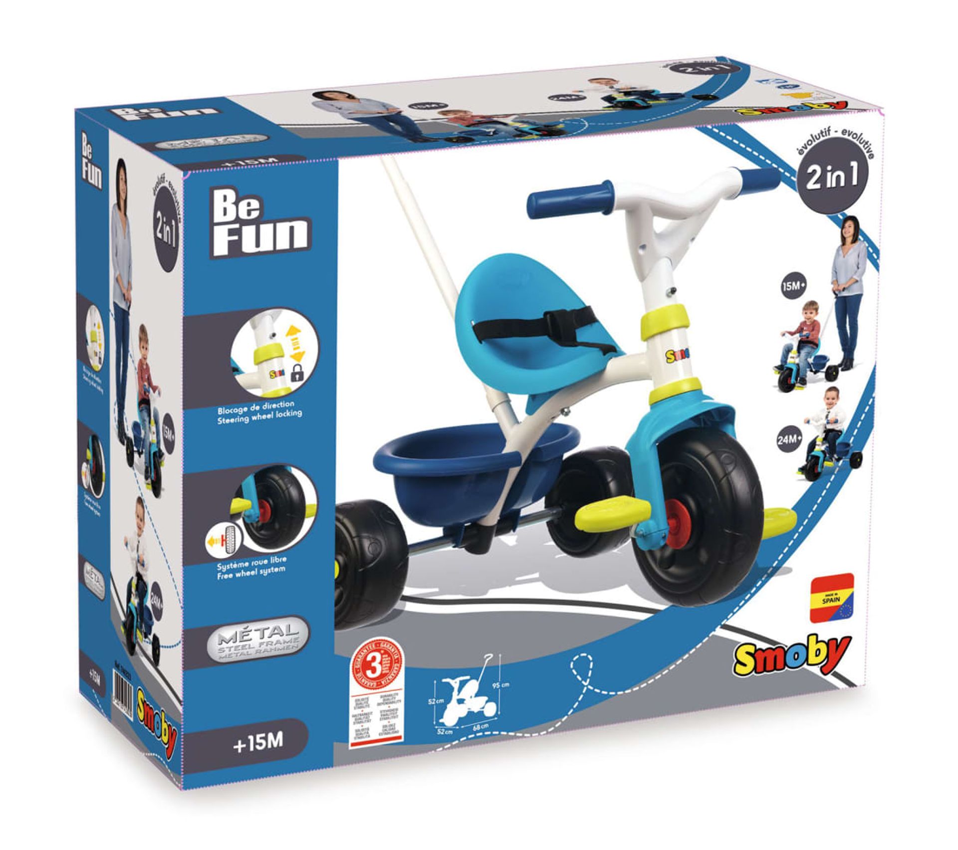 Tricycle Enfant Évolutif Be Fun Bleu Draisienne Tricycle BUT