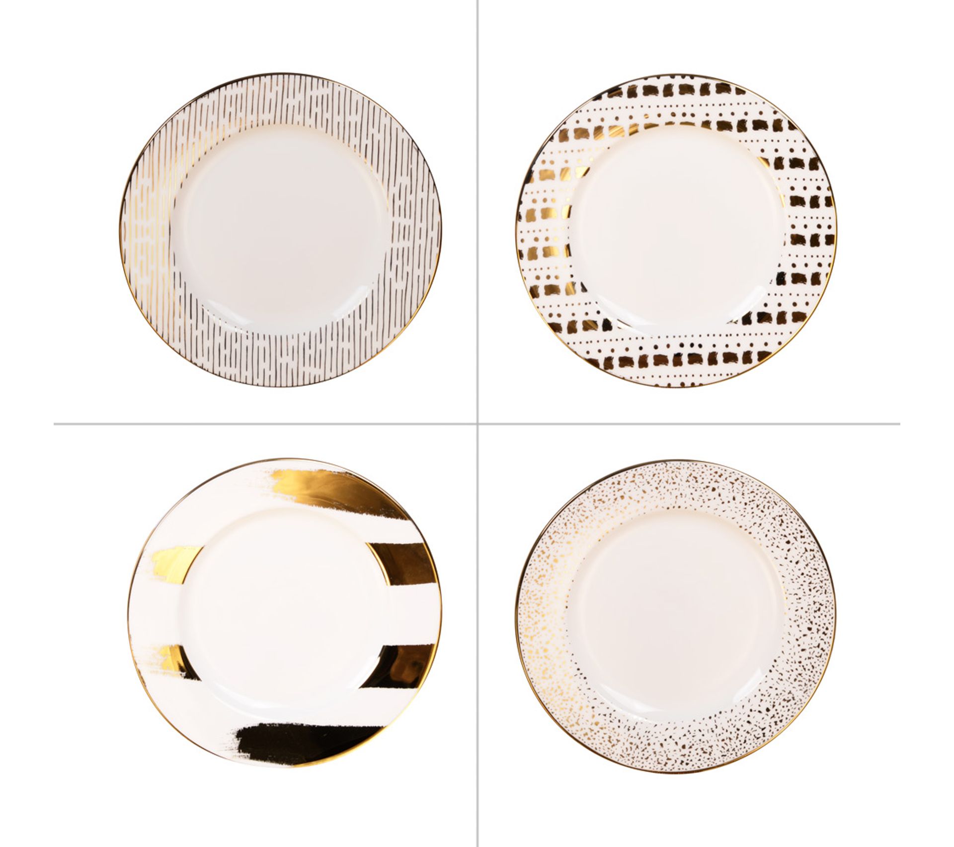Coffret 4 Assiettes à Dessert Easy Life - Porcelaine Noire 19cm - Pour Table Modern Et Élégante