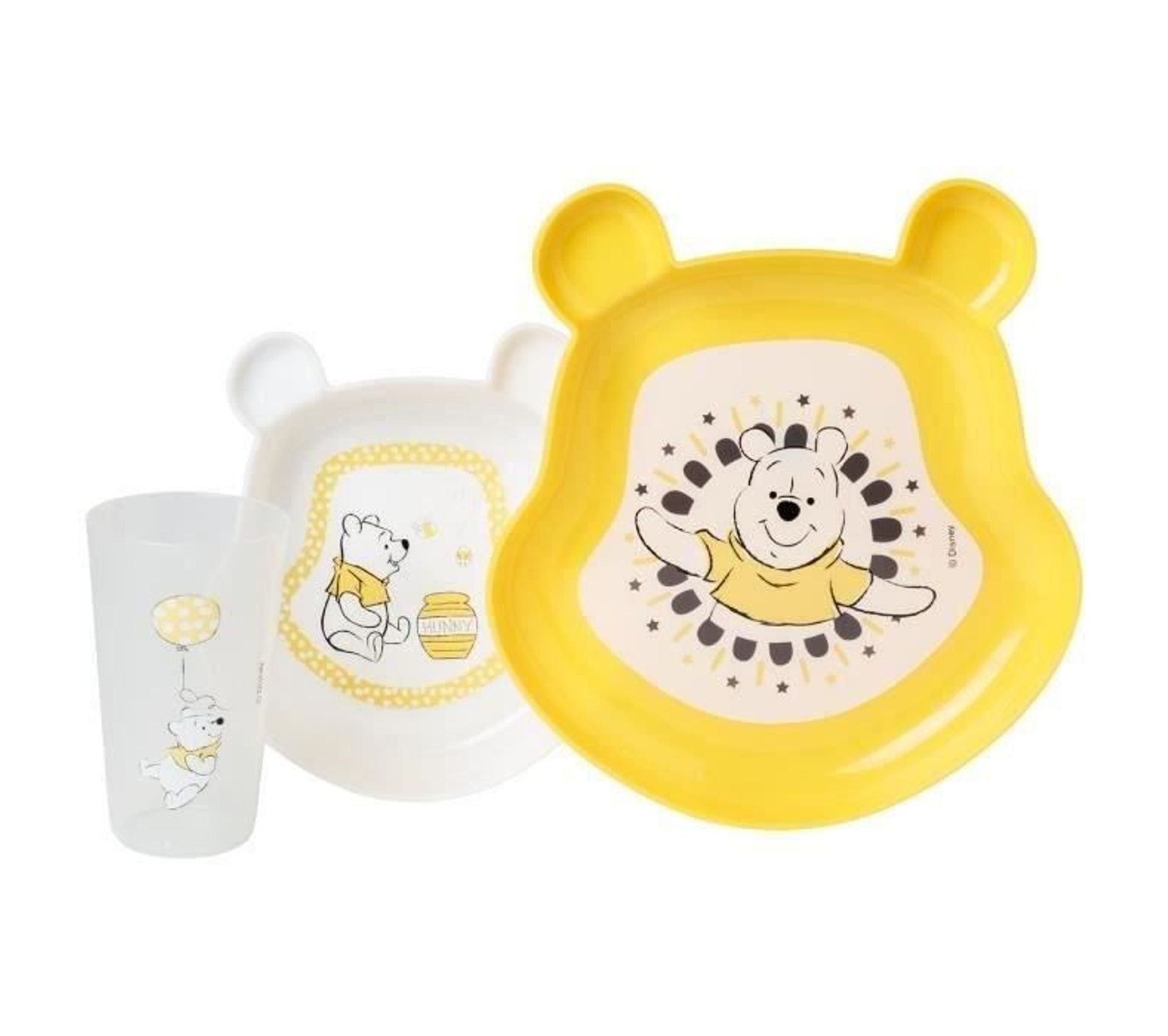 Coffret Repas 3 Pieces Winnie Hunny Assortiment Assiette Bol Et Verre Toute L Offre Repas De Bebe But