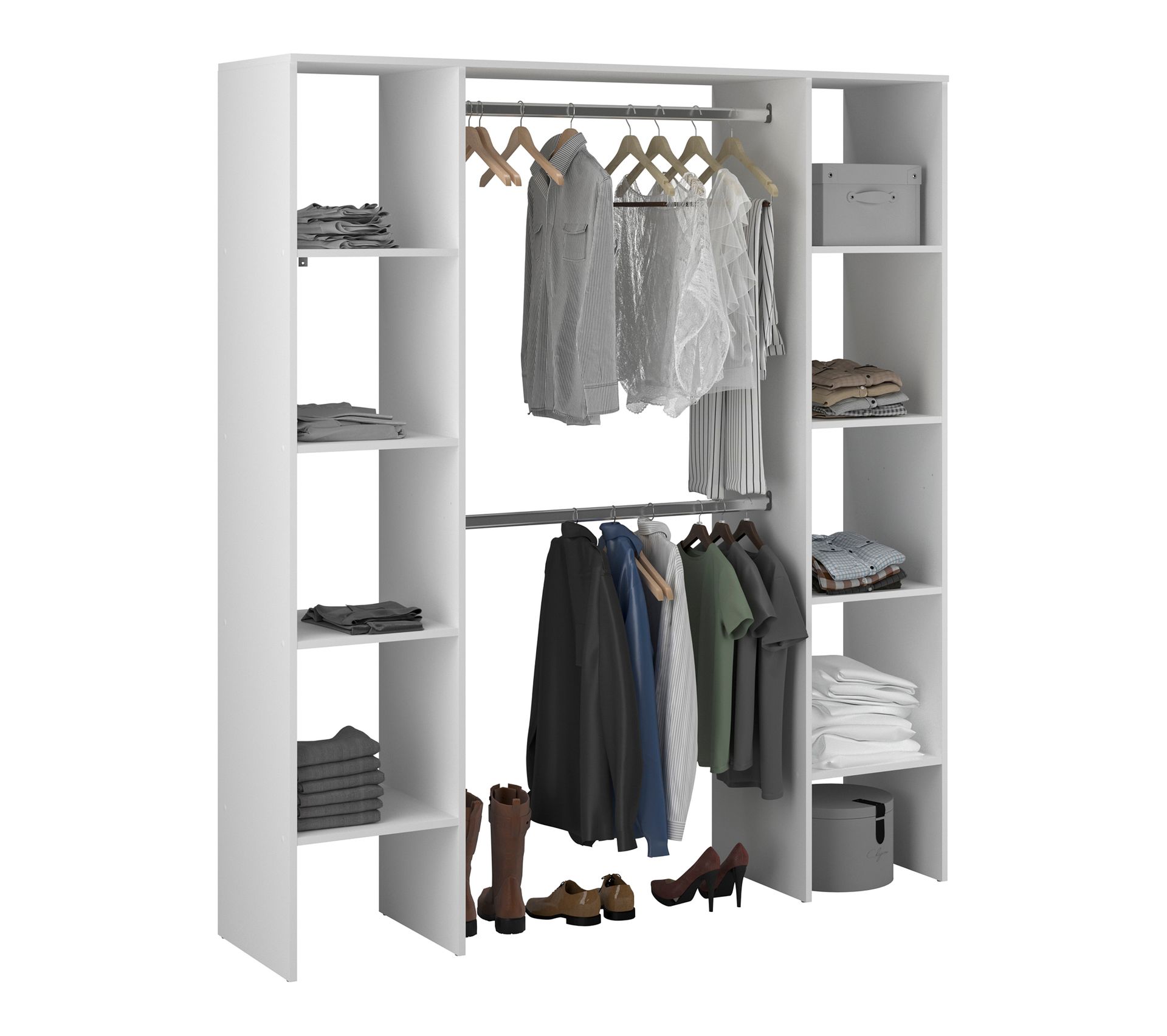 Dressing coloris blanc ANDO 8 tablettes + 2 penderies Kit dressing BUT