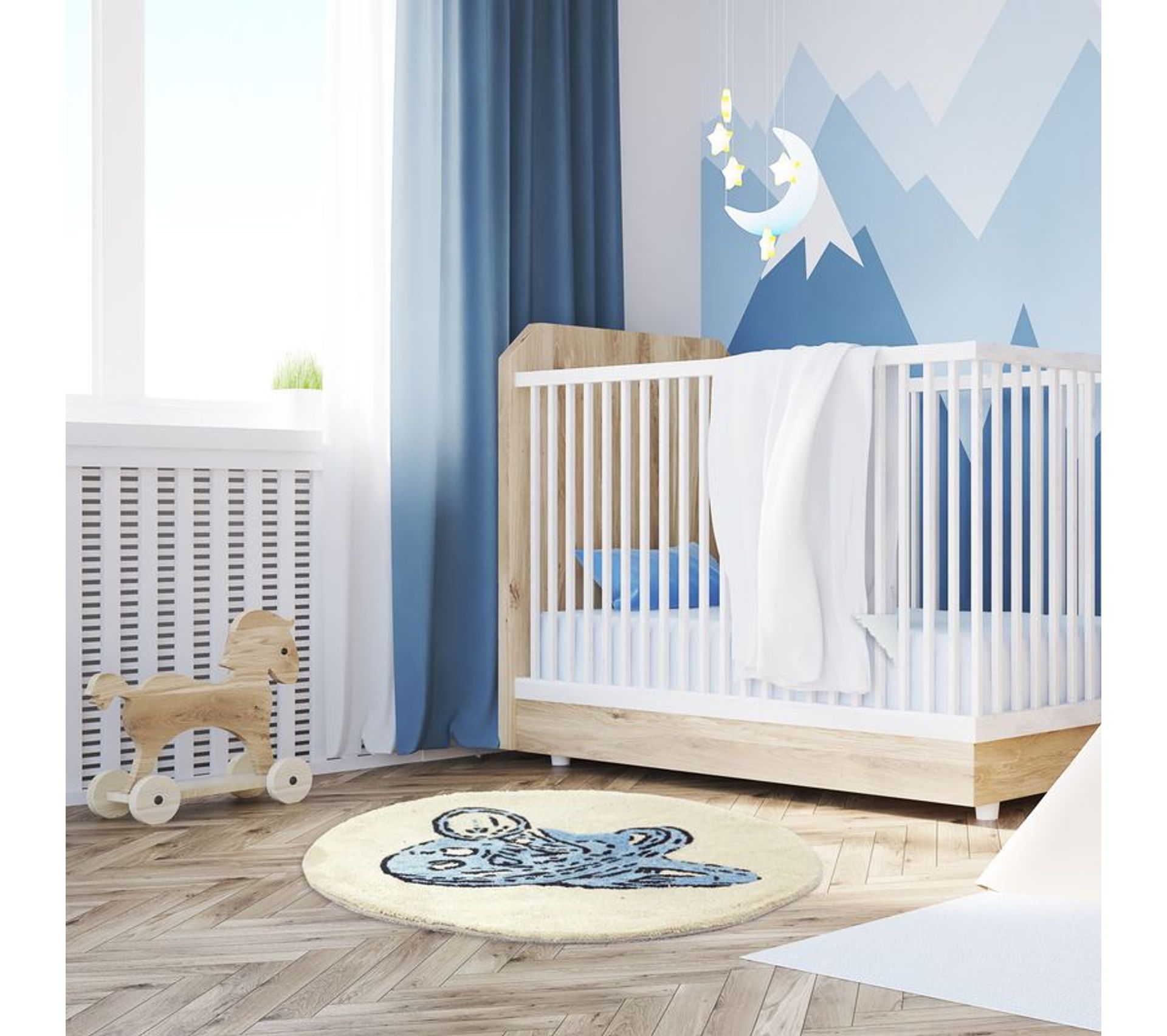 Tapis 100 Coton Dessin Tototte Bebe Bleu Diam 70 Tototte Boy Tapis Salon Et Chambre But