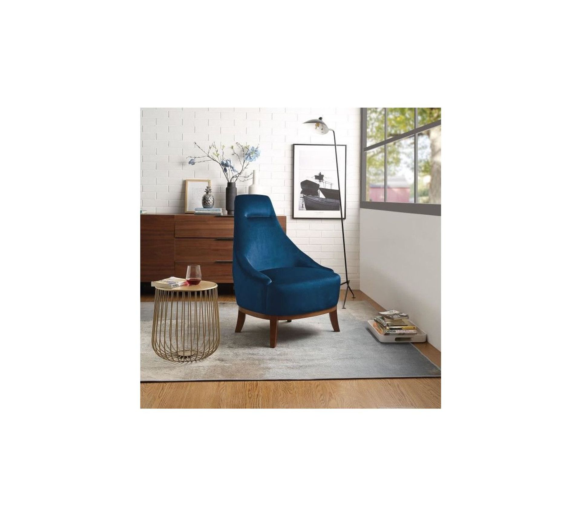 Joseph Fauteuil Pieds Bois Velours Bleu L 64 X P 71 X H 93 Cm Joseph Fauteuil Pieds Bois Velours Bleu L 64 X P 71 X H 93 Cm
