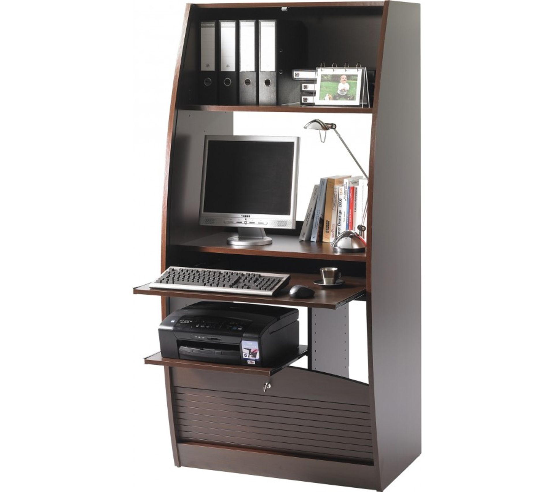 Armoire Informatique Galbée 80 Cm Coloris Wenge Bureau