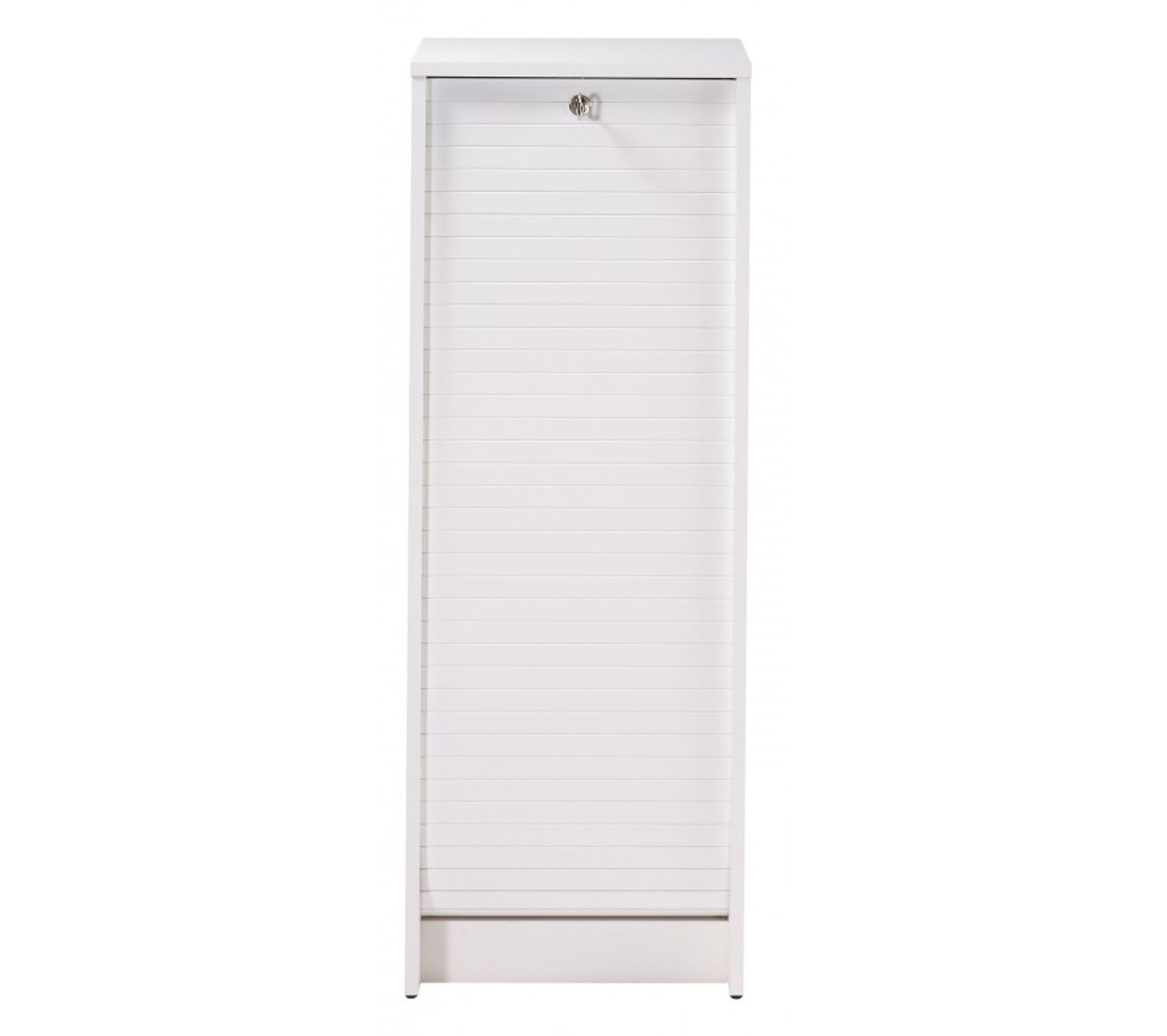 Classeur à Rideau Blanc 8 Tablettes Avec Serrure - Dimensions L41,4 X H140,4 X P44 Cm, Fabriqué En France