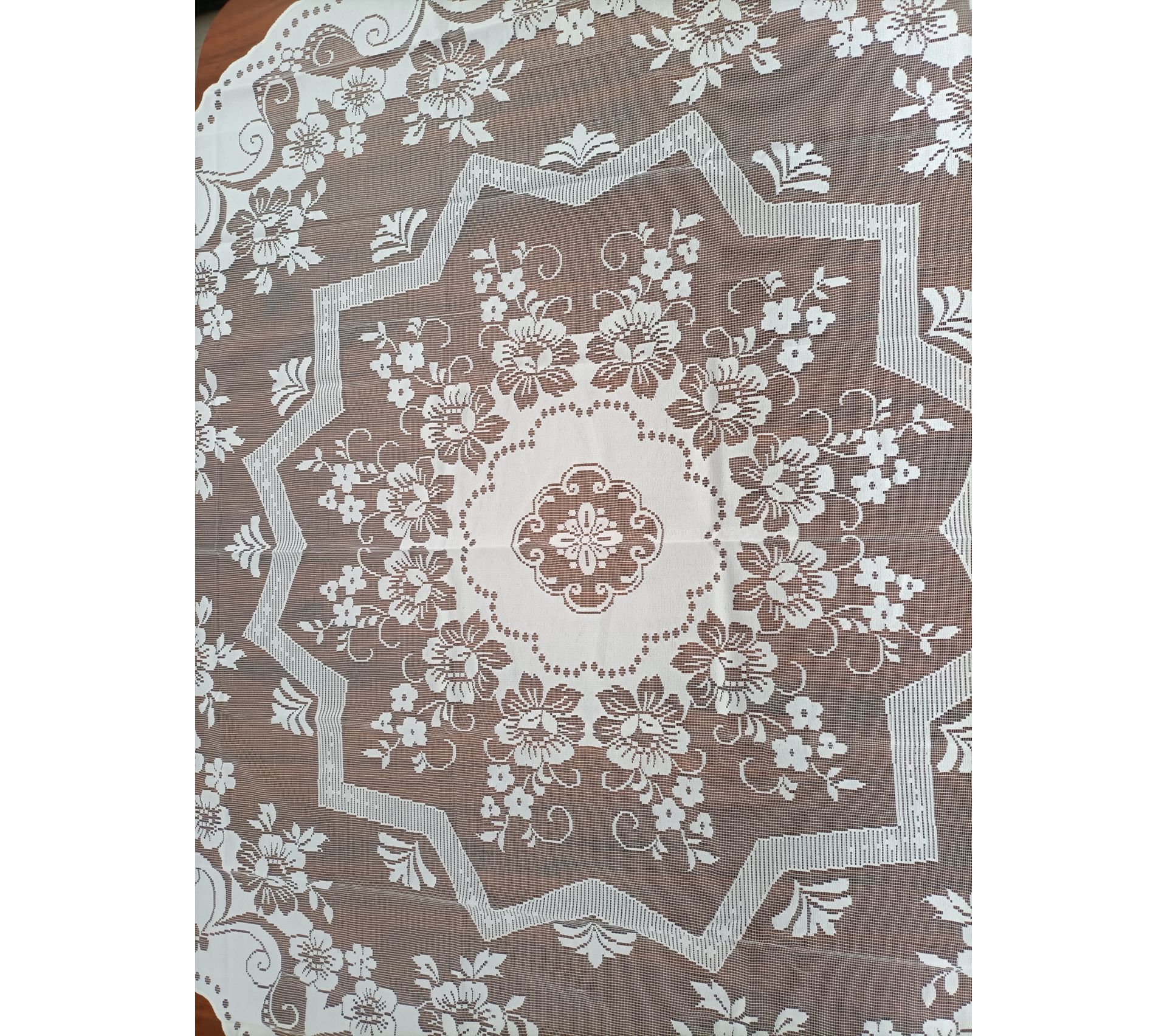 Nappe Ronde Dentelle Blanche 176cm - Antique - Sans Marque