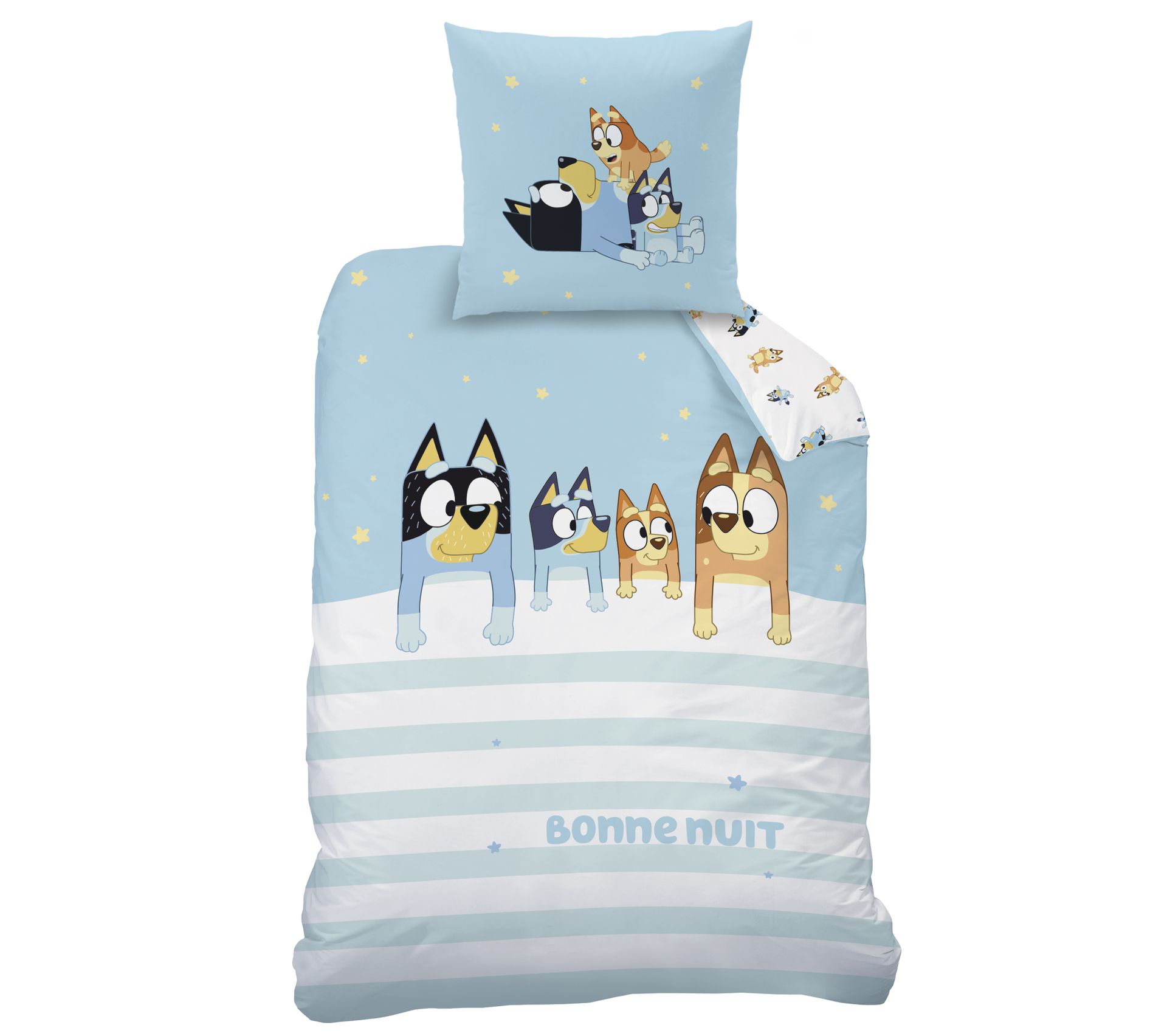 Parure De Lit Bluey En Flanelle 100% Coton - 140x200 Cm + Taie 65x65 Cm | Pour Enfant, Motif Famille Heeler