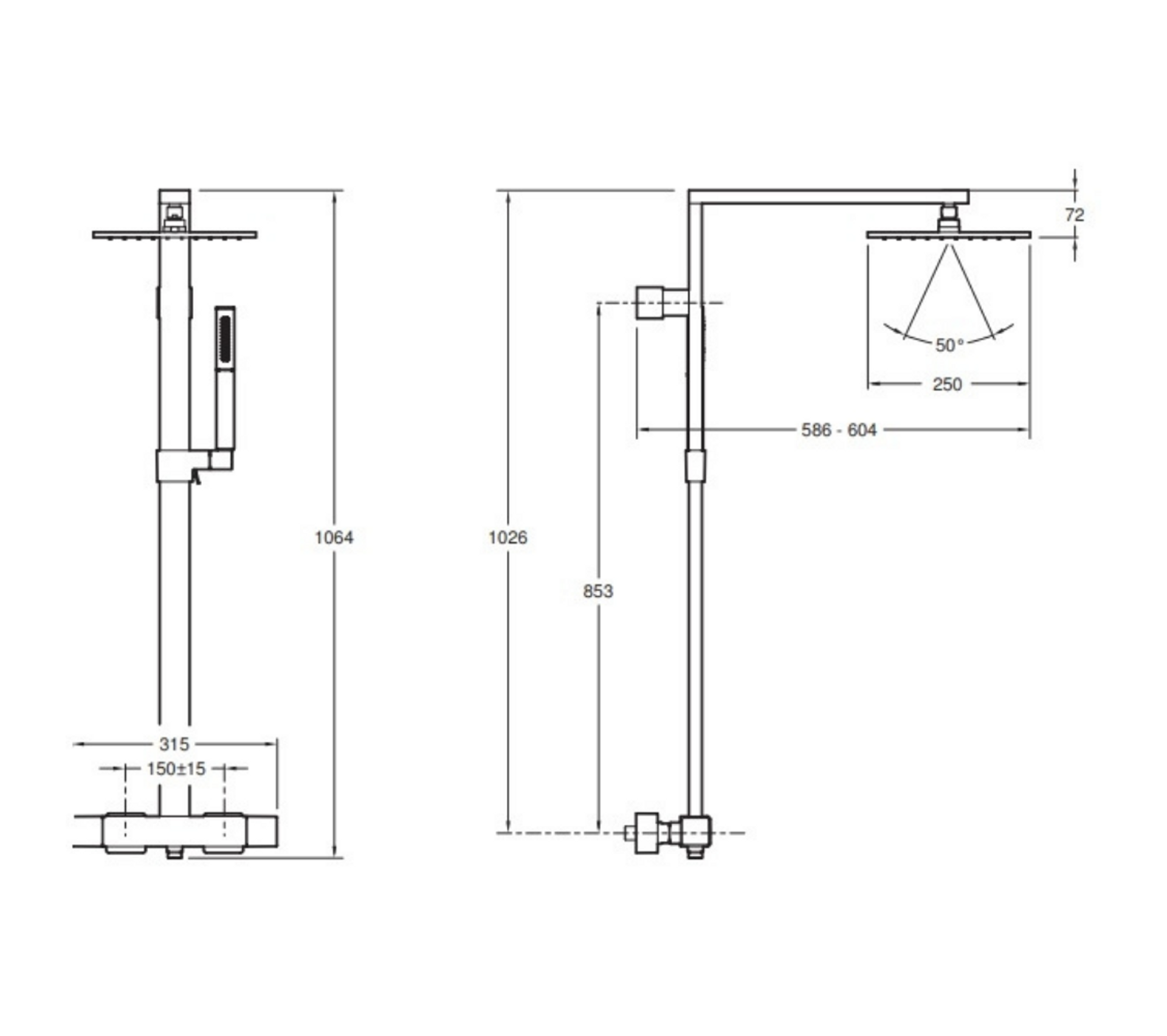 Colonne Douche Strayt Jacob Delafon Douche De Tête Carrée Colonne