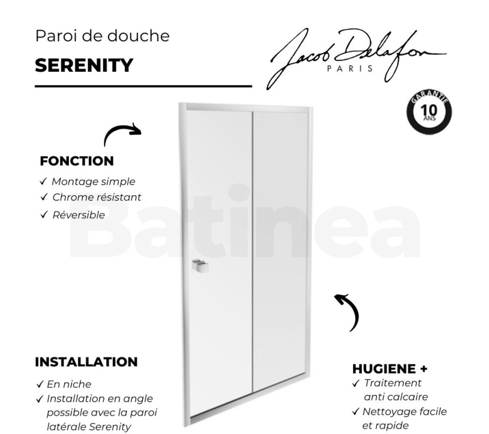 Paroi Douche Jacob Delafon Serenity, 140 Cm, Porte Coulissante