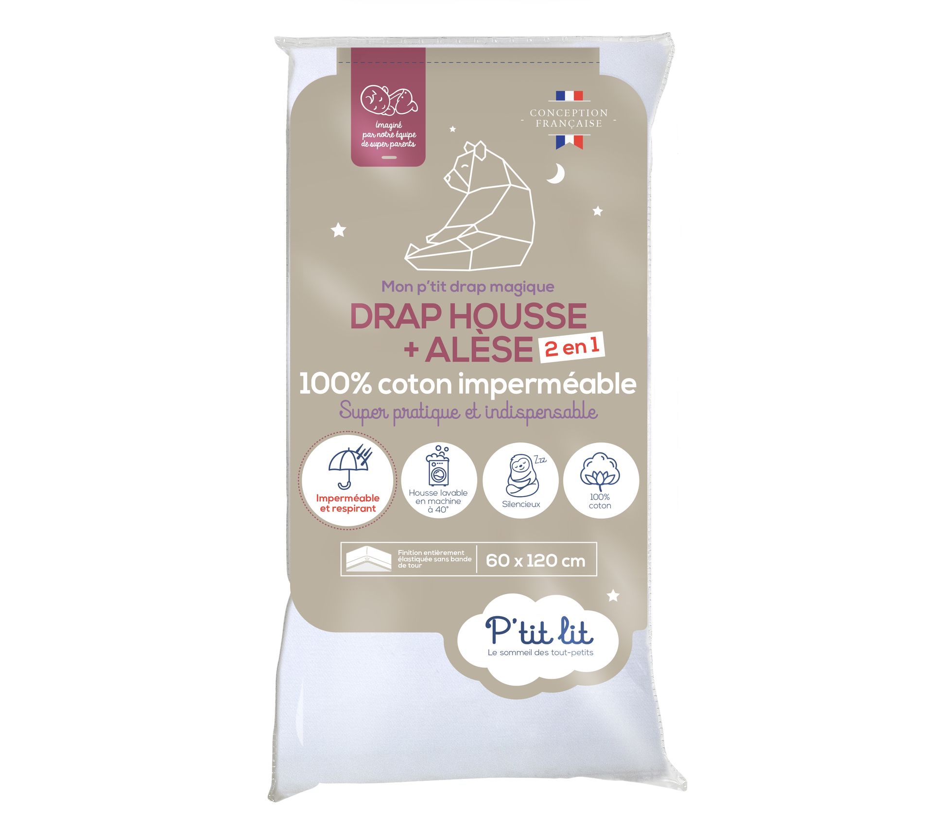 Drap Housse Bébé Alèse 2 En 1 Coton Imperméable Blanc ...