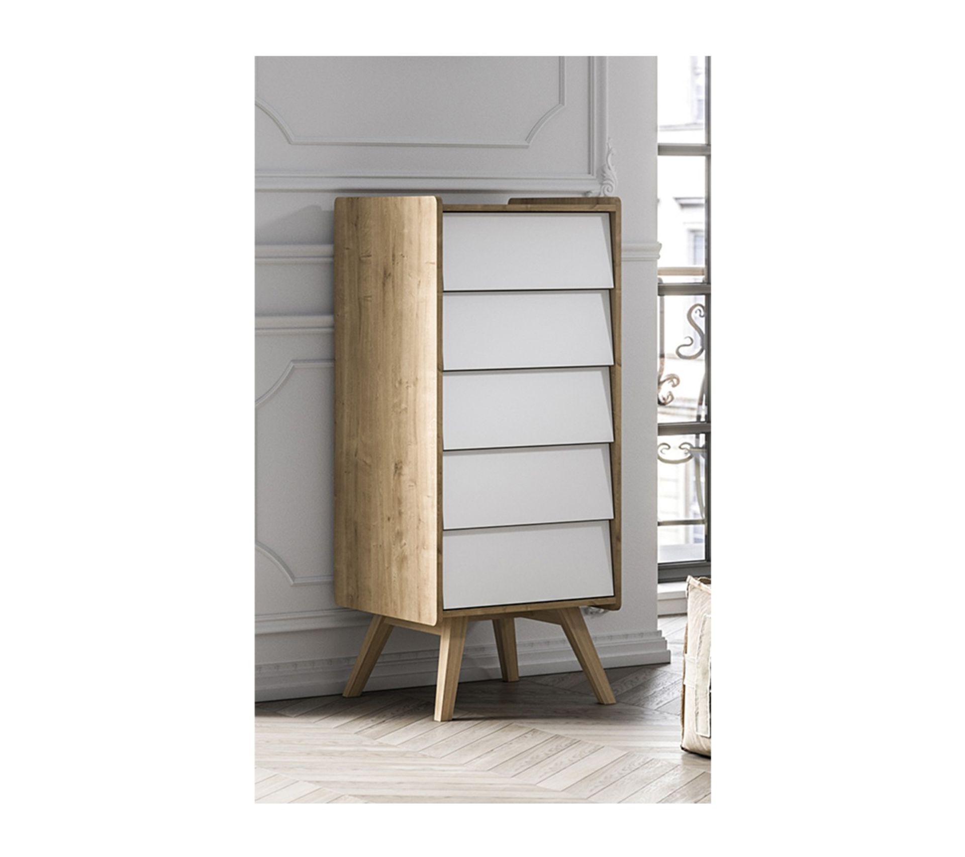 Commode Detroit 5 Tiroirs - 60x40x110cm - Style Industriel