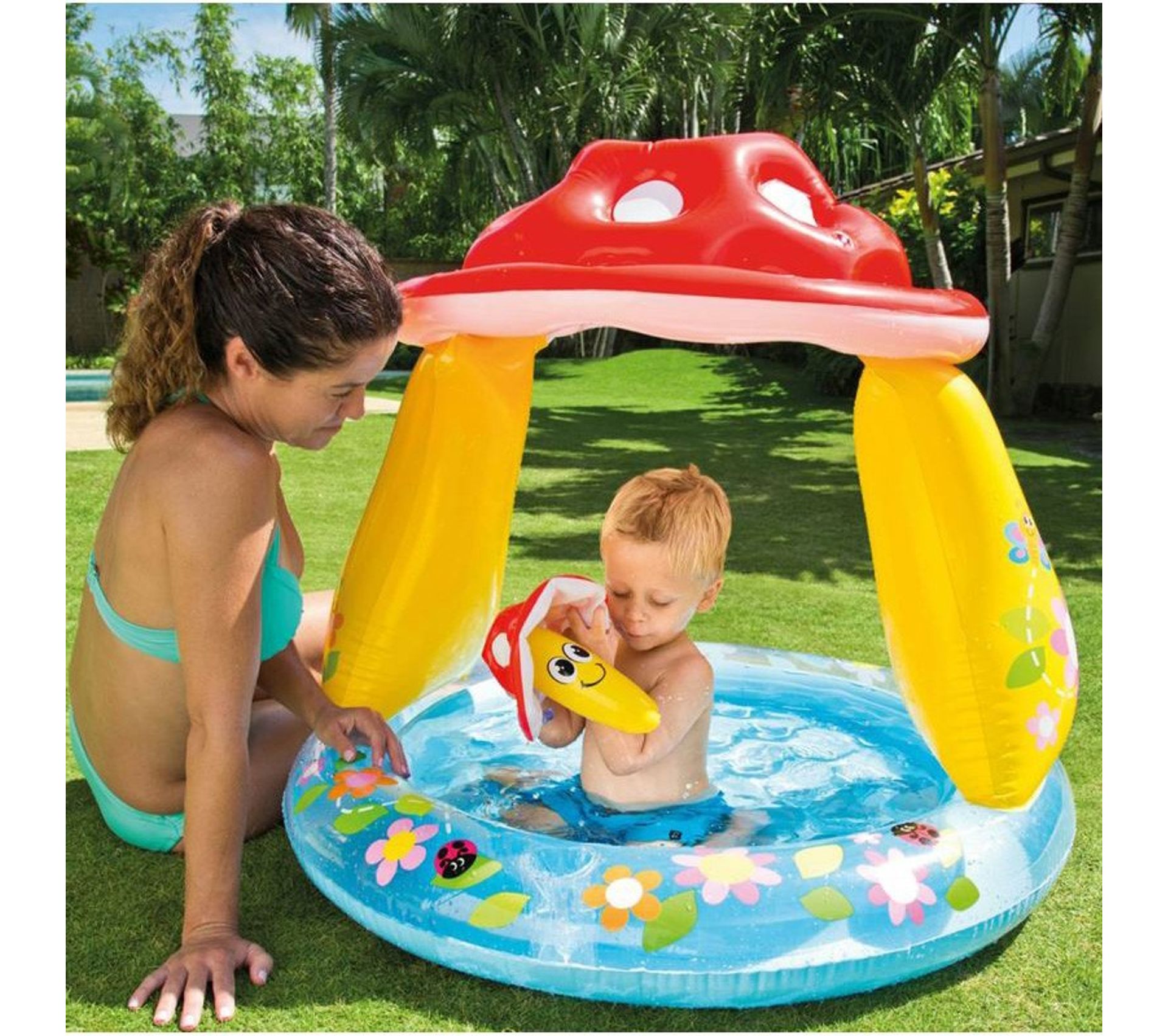 Piscinette Pare Soleil Champignon Piscine Gonflable But