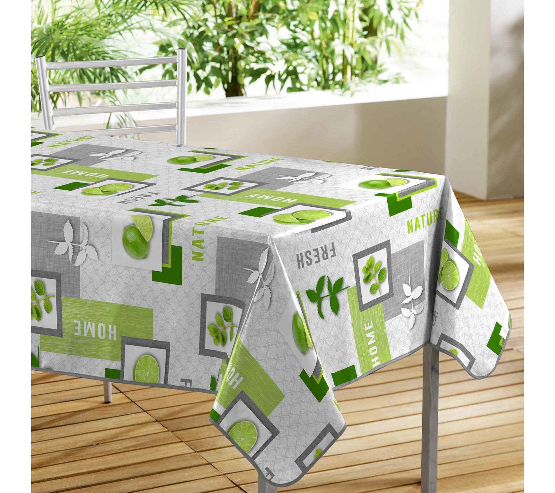 Nappe Rectangulaire Toile Cirée 140x240 cm Lemon Green - Nappe BUT