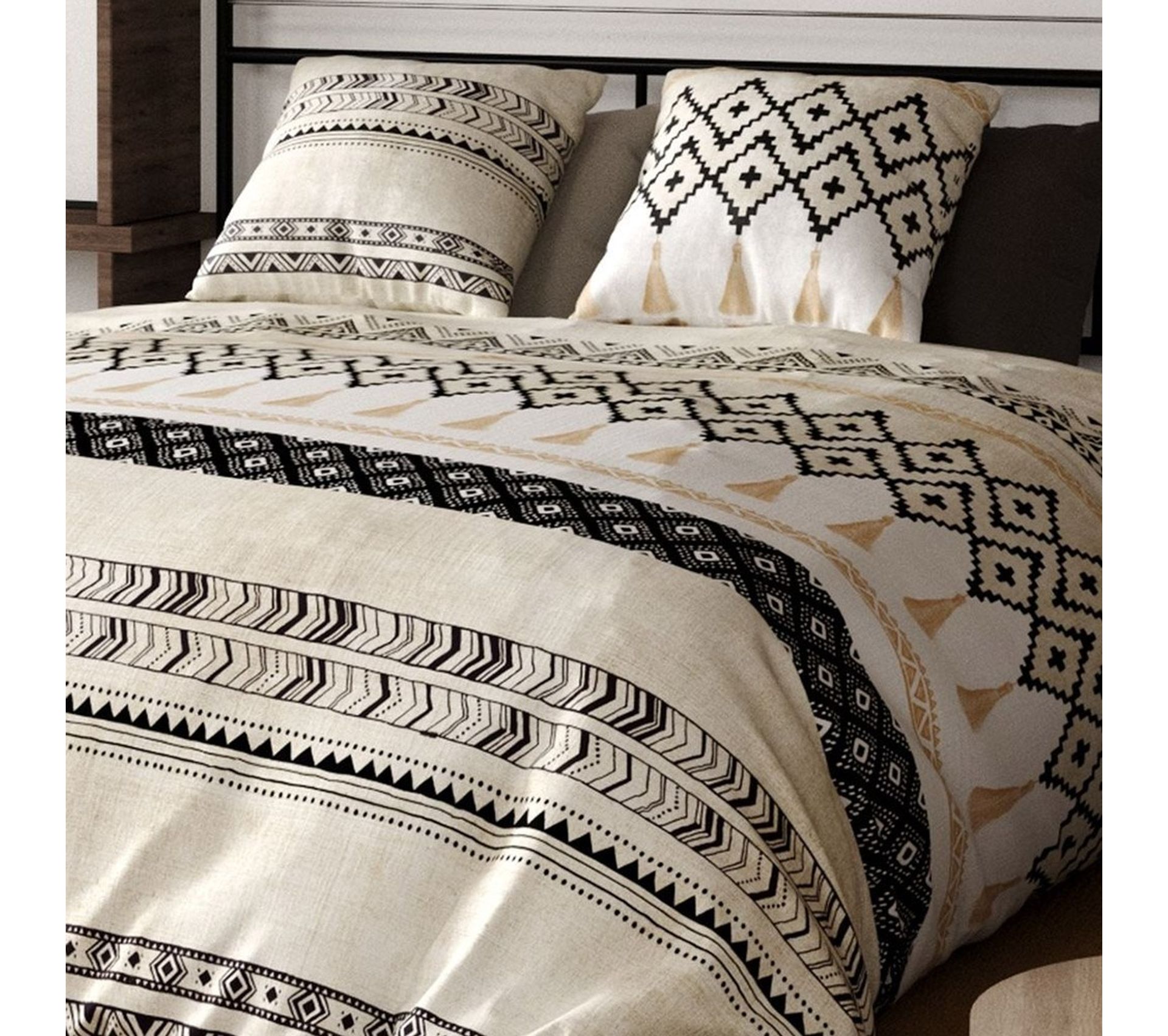 Housse De Couette 240x220 Bohème + 2 Taies Coton 57 Fils - Housse de