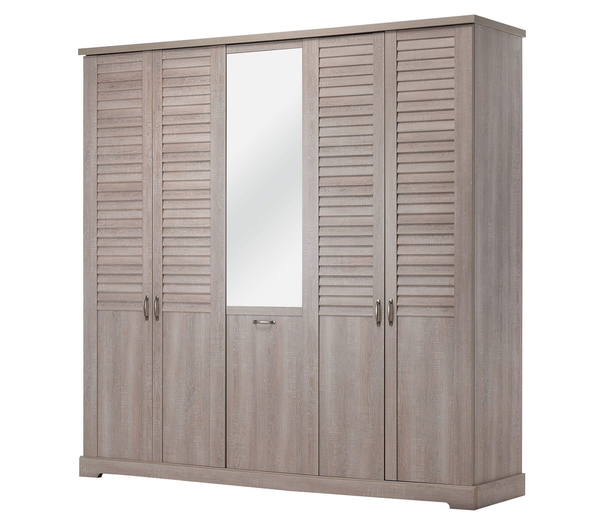 Armoire 5 portes L.230 cm THELMA imitation chêne cérusé Armoire BUT
