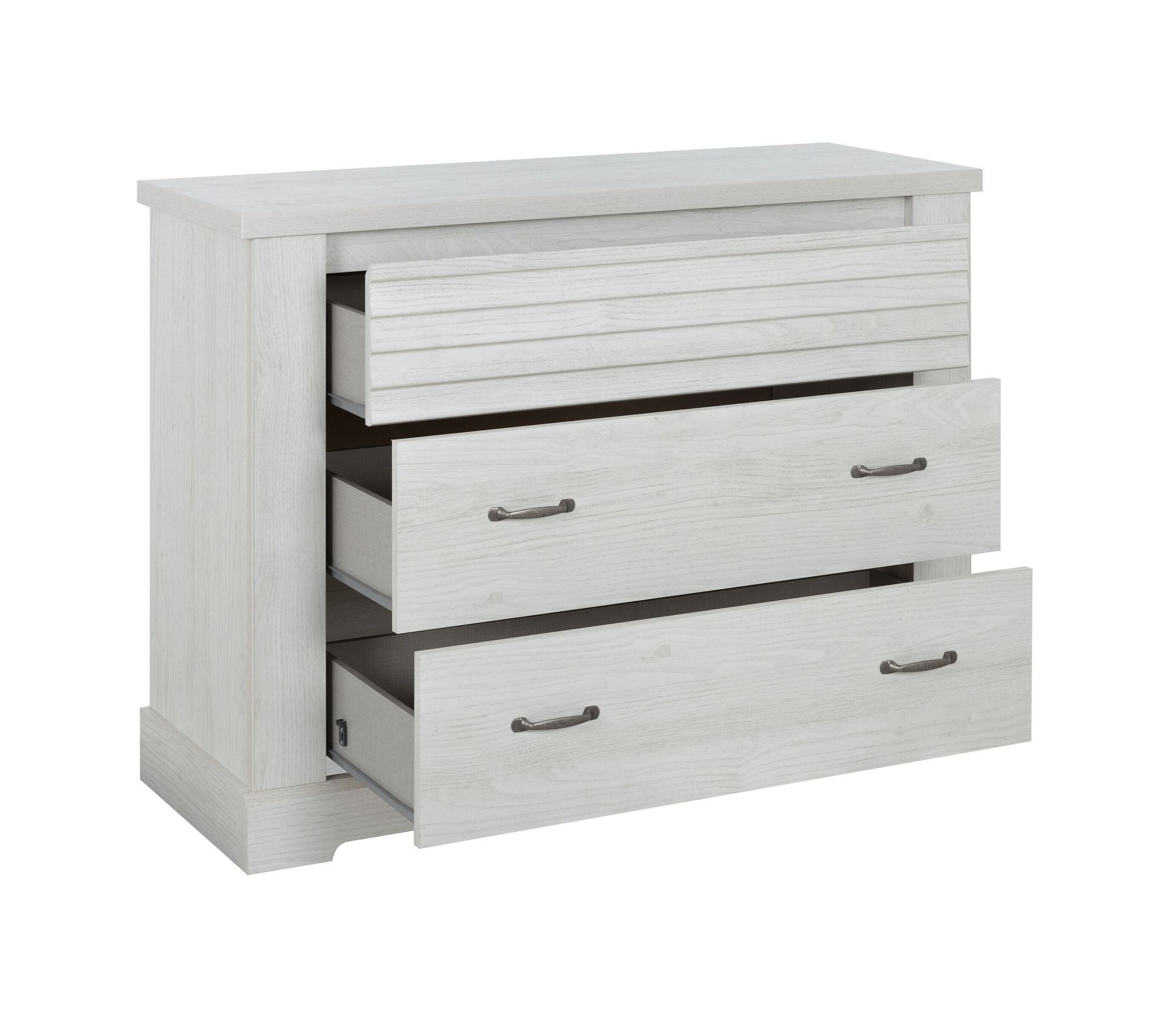 Commode 3 tiroirs THELMA BLANCHI imitation châtaignier blanchi