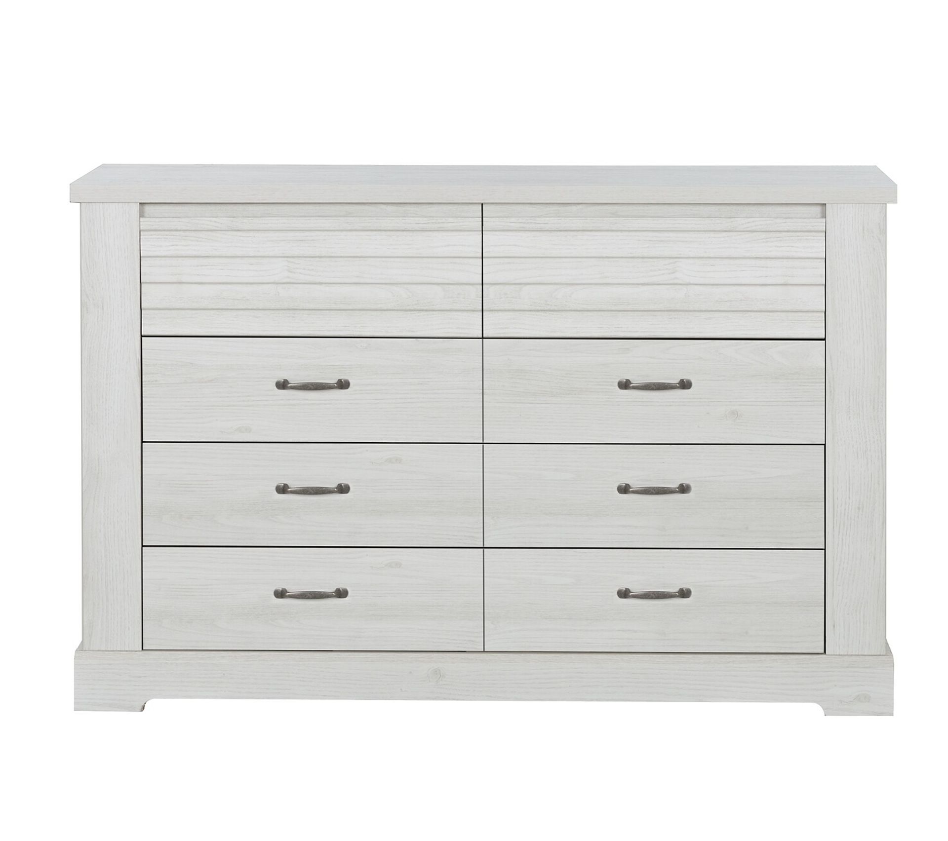 Commode 8 tiroirs THELMA BLANCHI imitation châtaignier blanchi