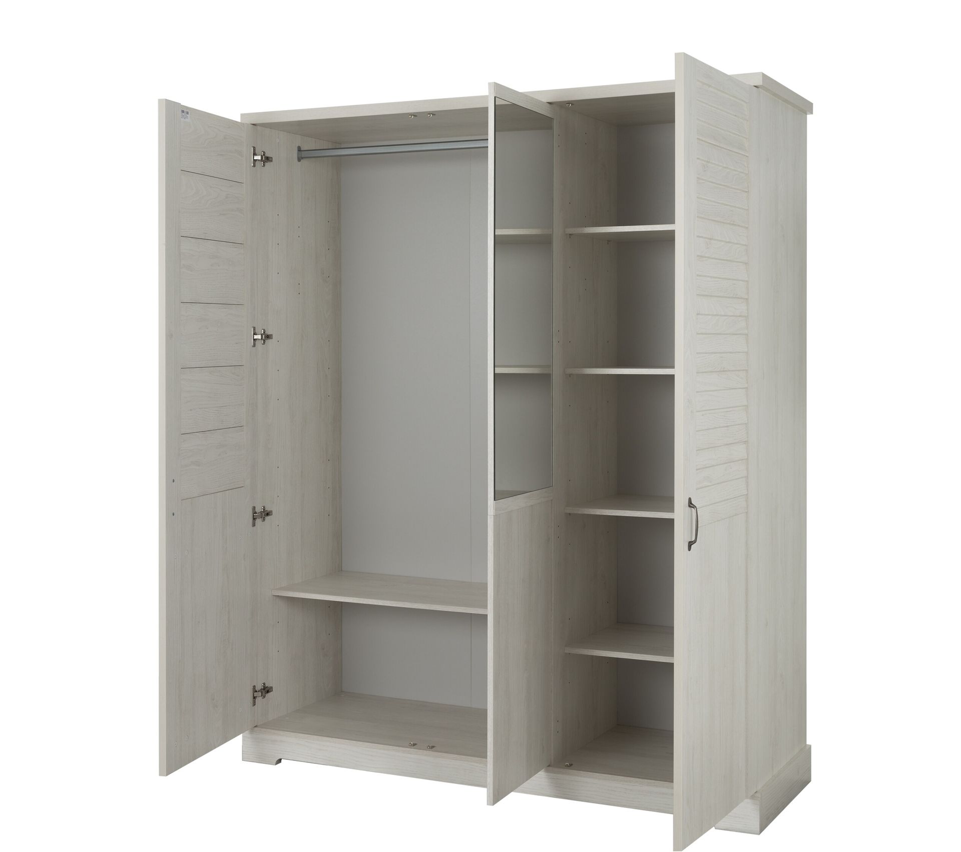 Armoire 3 portes L.170 cm THELMA BLANCHI imitation châtaignier blanchi