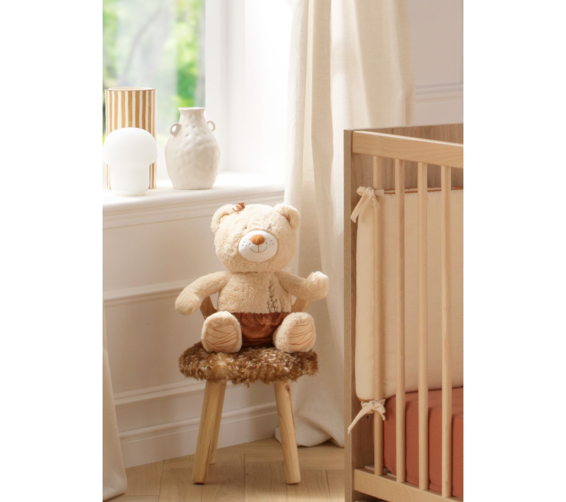 Peluche ours beige carreaux GOFFA
