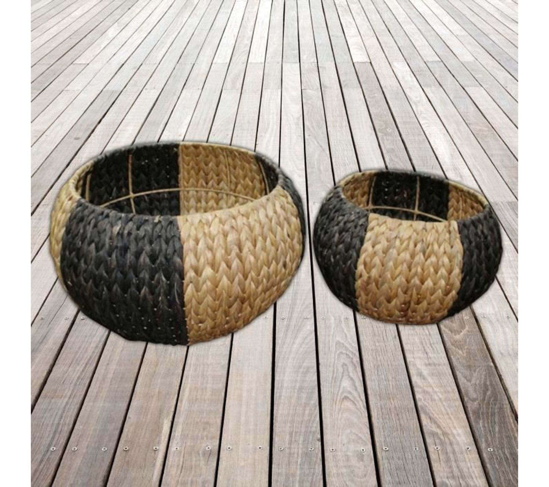 Terreau Plante Intérieur Set 3 Pots De Fleurs Tressés Decorasian - Jonc De Mer Avec Insert Plastique - 16/20/26 Cm Pot De Fleur