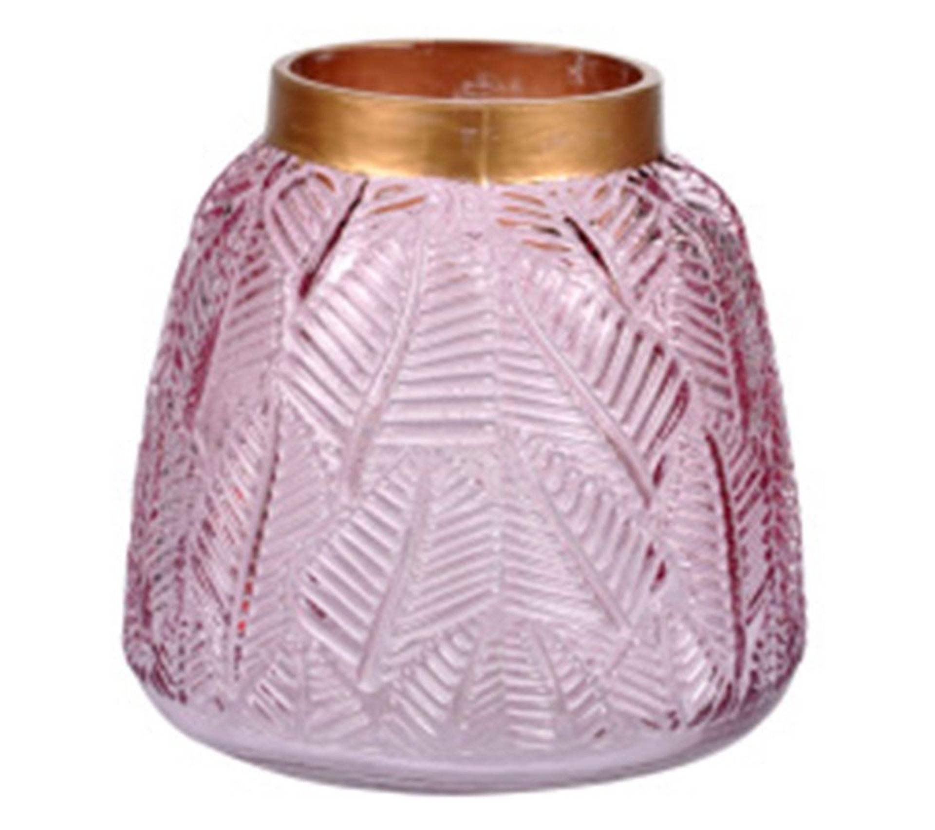 Vase Déco En Verre "relief Végétal" 16cm Rose Vase BUT