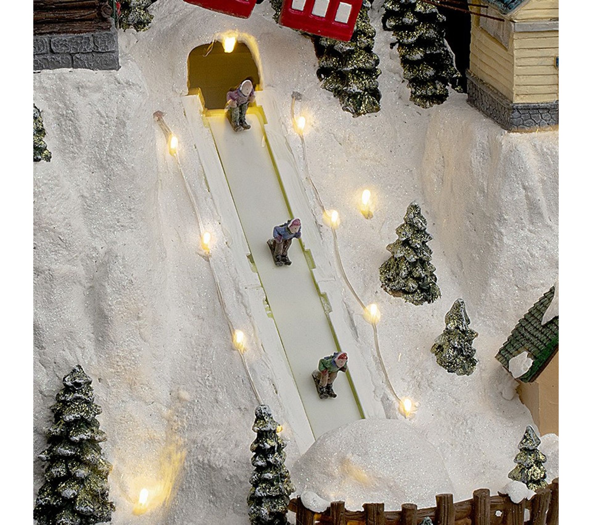 Village De Noël Lumineux Musical Avec Grande Roue Animée - Décor De Noël Clignotant 68 LED, 38 Cm, Polyrésine