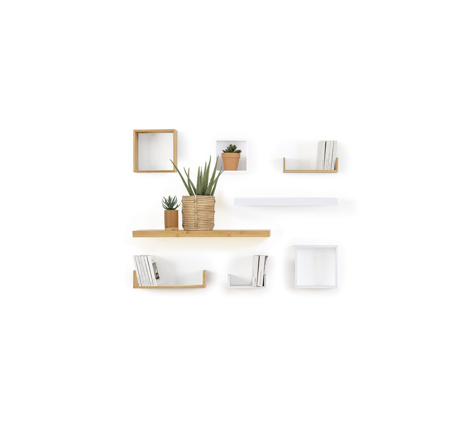 Étagère Murale Bambou Avec Crochet - 48,5x12x8cm, Style Scandinave, Porte-Manteaux