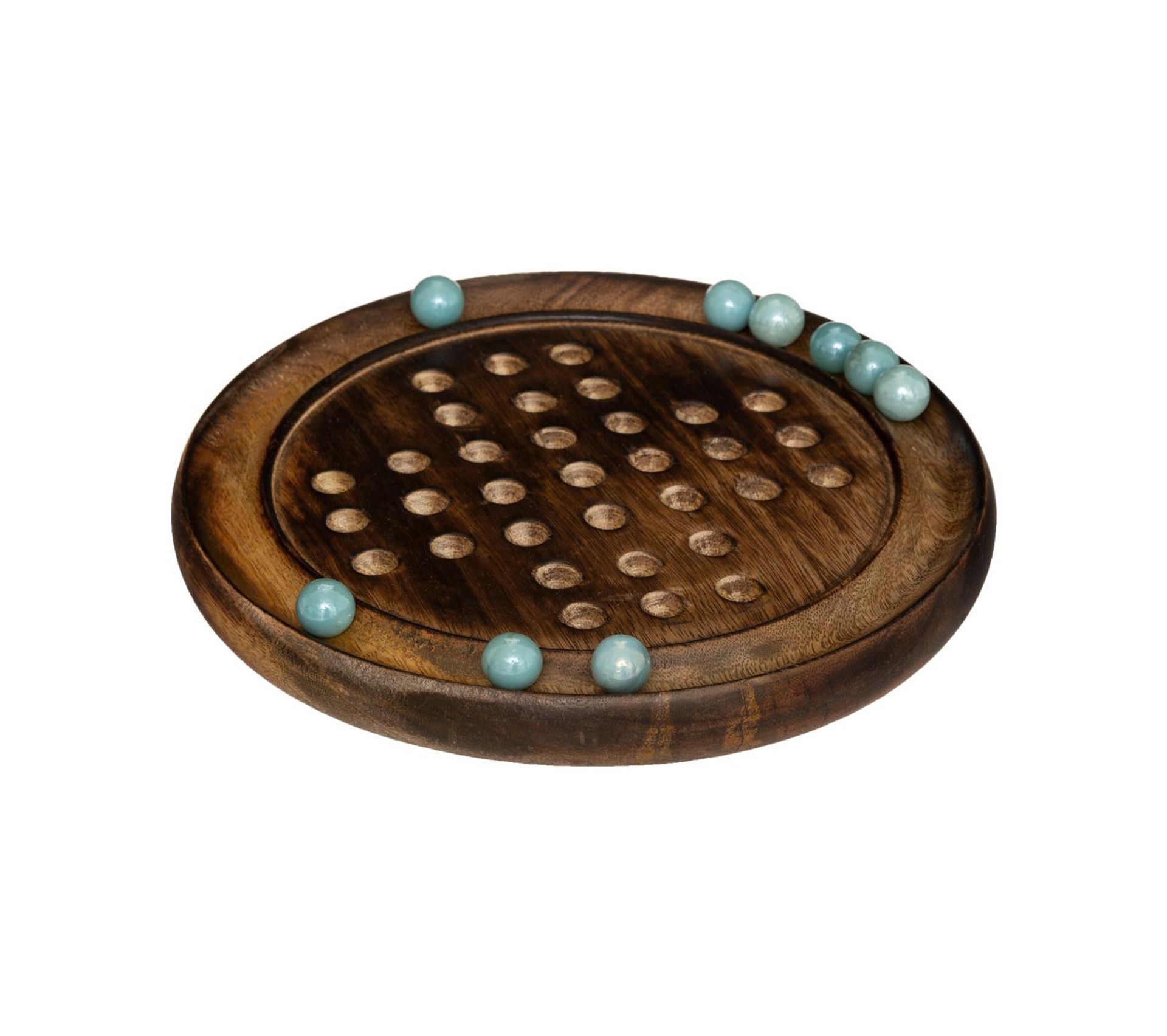Objet Déco Jeu De Solitaire Avec Support En Bois De Manguier Et Billes En Verre