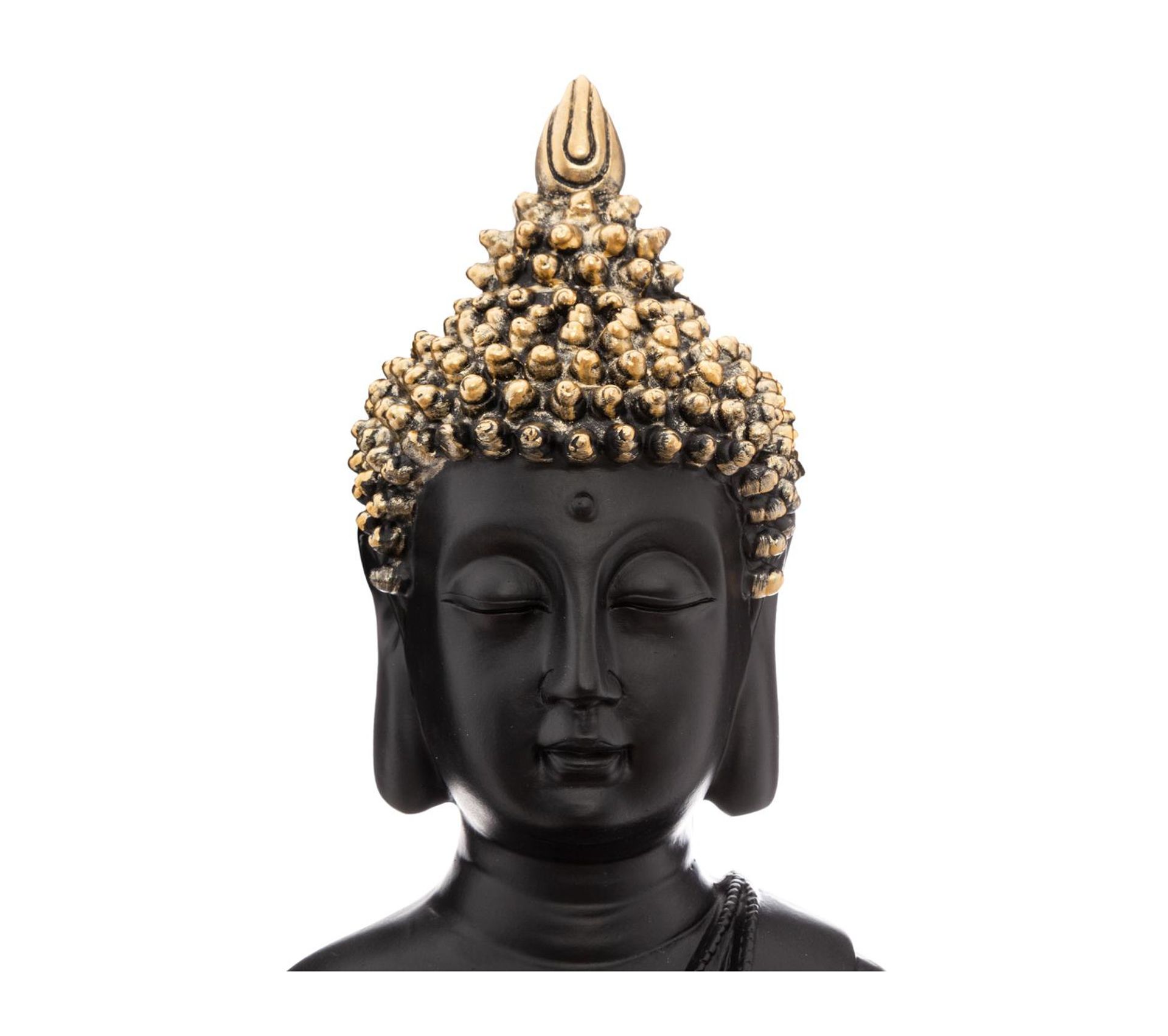 Statue Bouddha Assis En R sine Noir Et Or H 39 5 Cm Statue Objet 