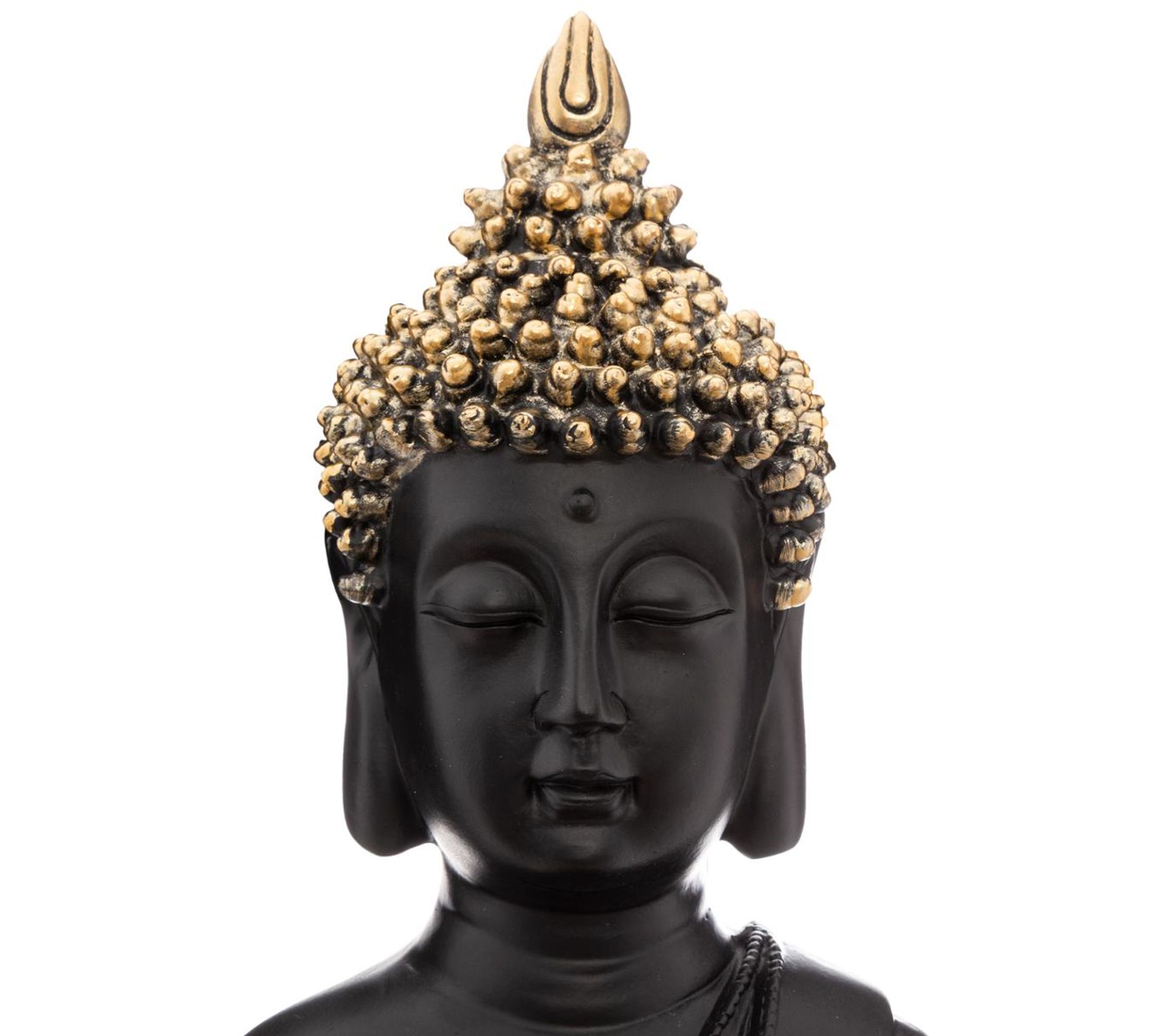 Statue Bouddha Assis En Résine Noir Et Or H 39.5 Cm Statue Bouddha Assis En Résine Noir Et Or H 39.5 Cm