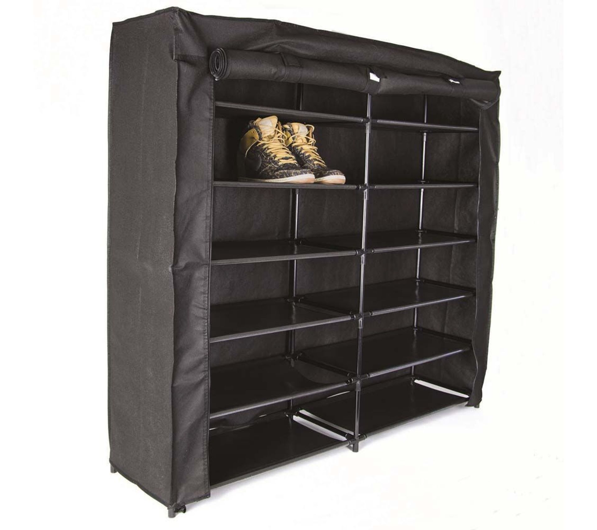 Armoire À Chaussures En Métal Et Housse En Tissu 36 Paires Meuble à