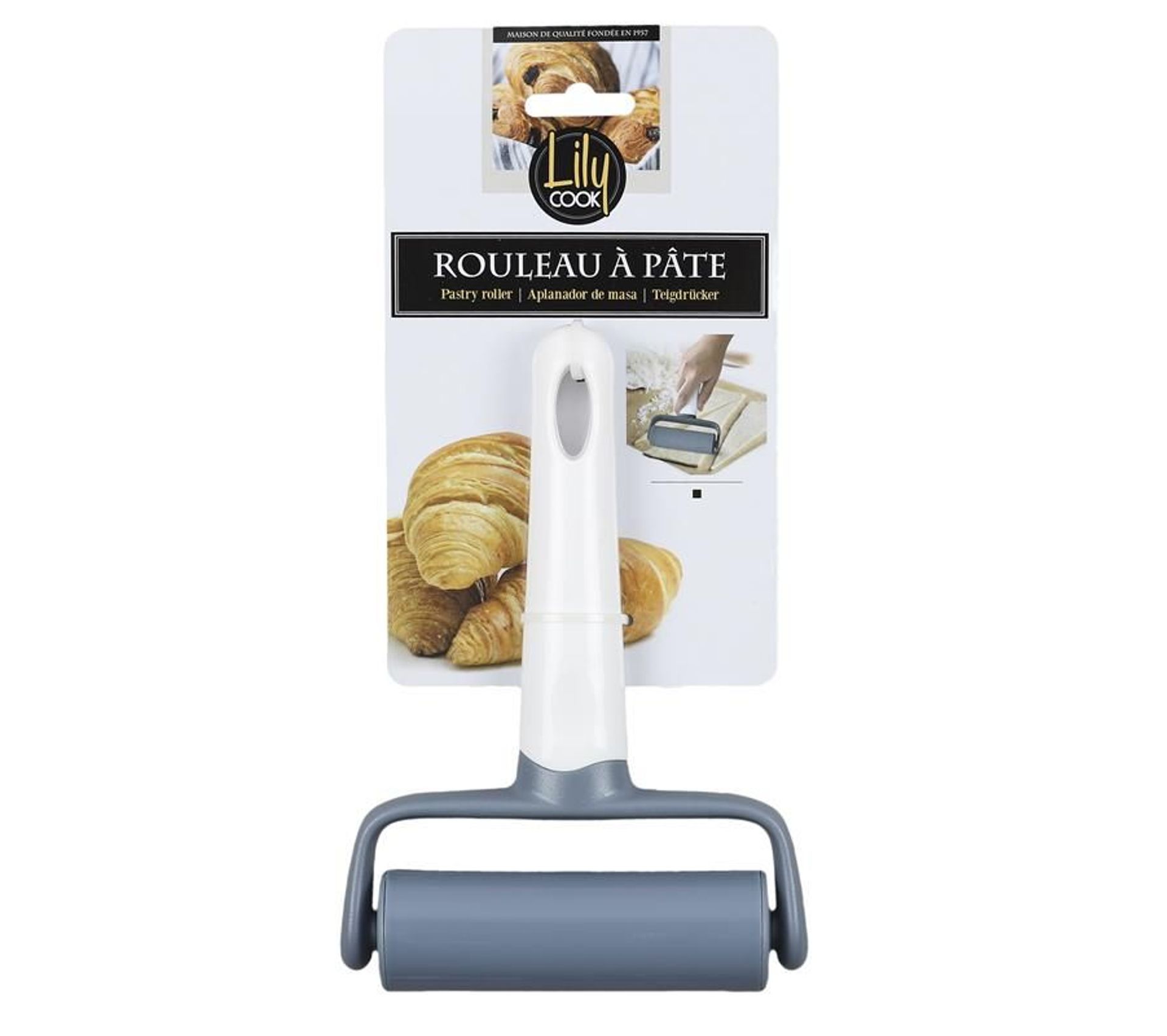 Rouleau À Pâte "aplatisseur" 17cm Blanc et Gris Toute l'offre