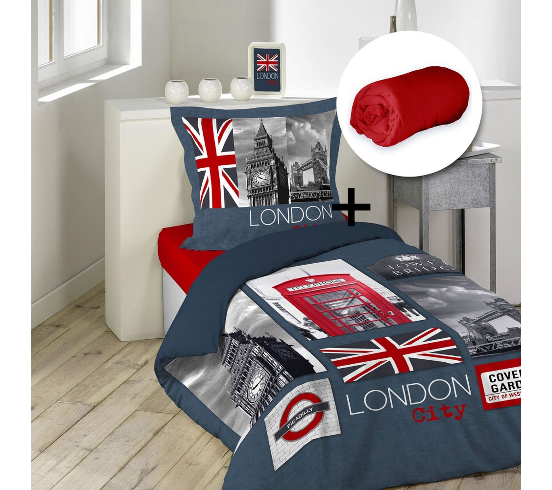 Pack Parure De Couette 140x0 1 To 63x63 City London 1 Dh 90x190 Housse De Couette Parure De Lit But